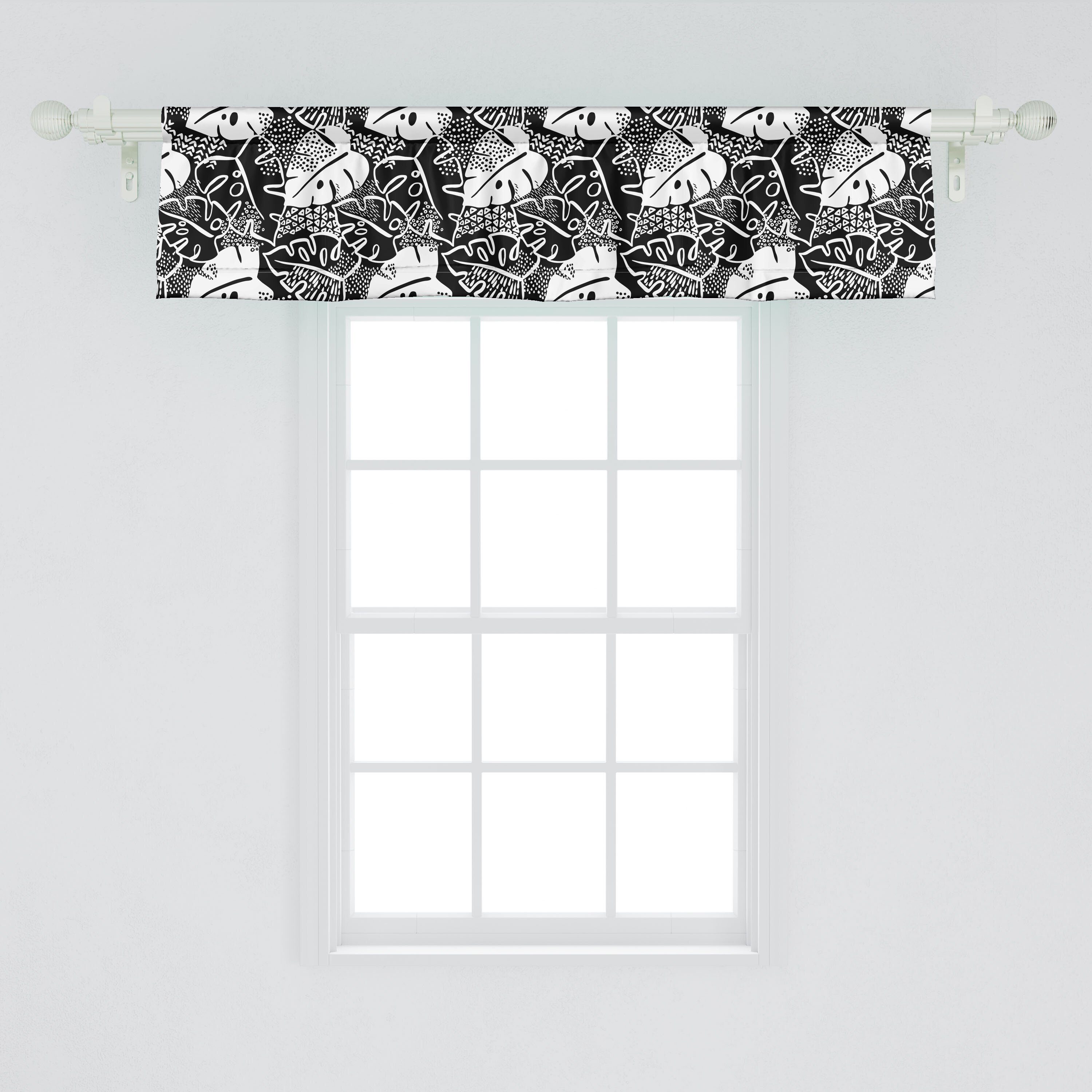 Scheibengardine Vorhang Volant für Schlafzimmer Monsteras Dekor Abakuhaus, Tropisch Microfaser, Minimalist mit tonte Stangentasche, Küche