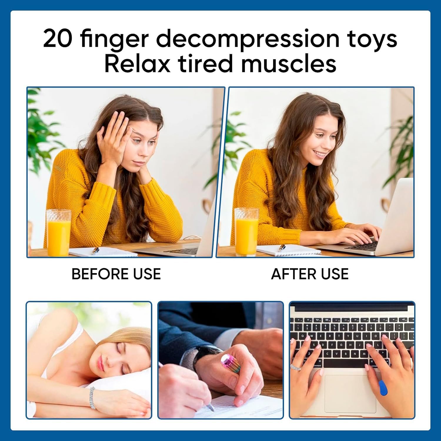 FELIXLEO Massageball 20 Stück Anti Stress Set mit Akupressur Ringen und Bällen, 20-tlg. – Bild 4 von 5