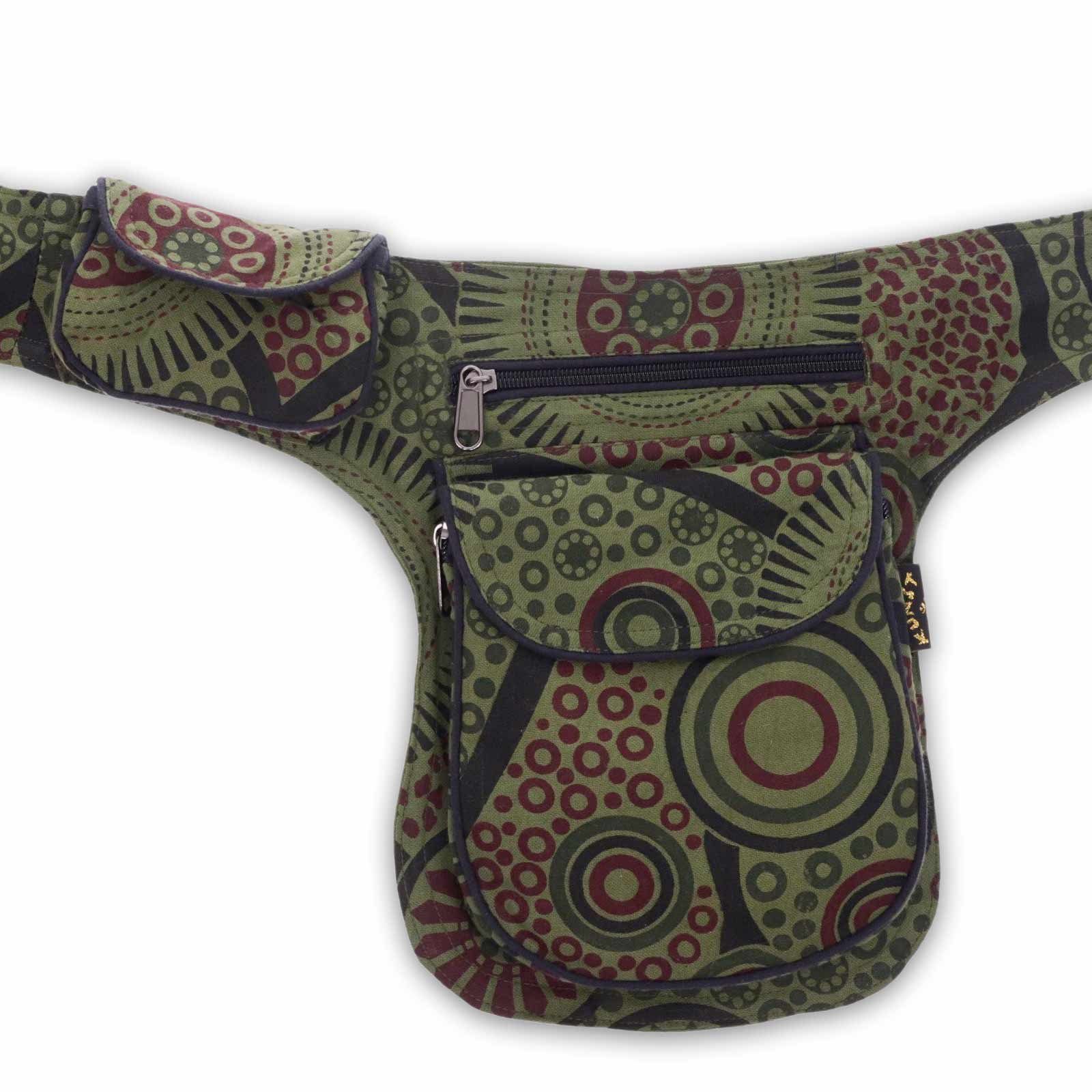 KUNST UND MAGIE Bauchtasche Doppel Bauchtasche Sidebag Gürteltasche Festival Hippie Hüfttasche