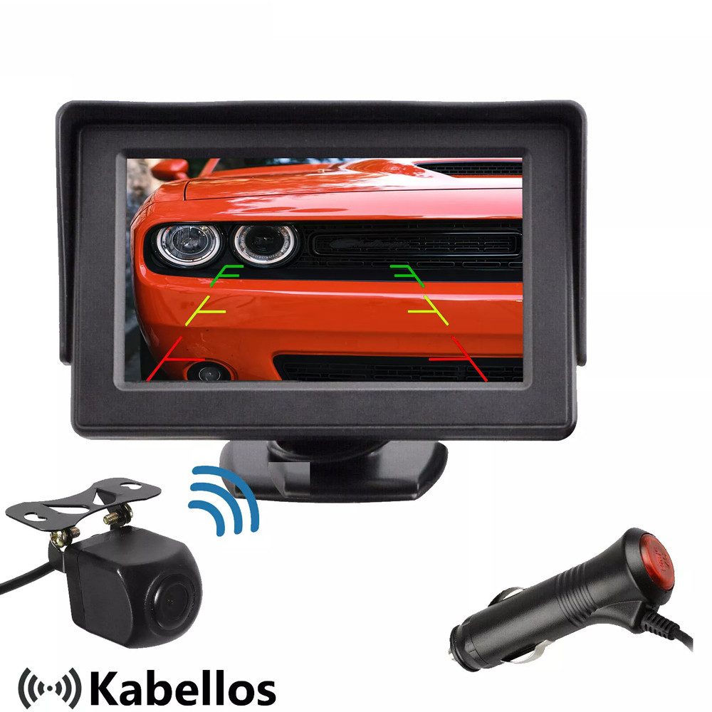 ESSGOO Einparkkameras Rückfahrkamera Funk Kabellos 4.3'' Monitor KFZ Auto LKW Rückfahrkamera (HD)