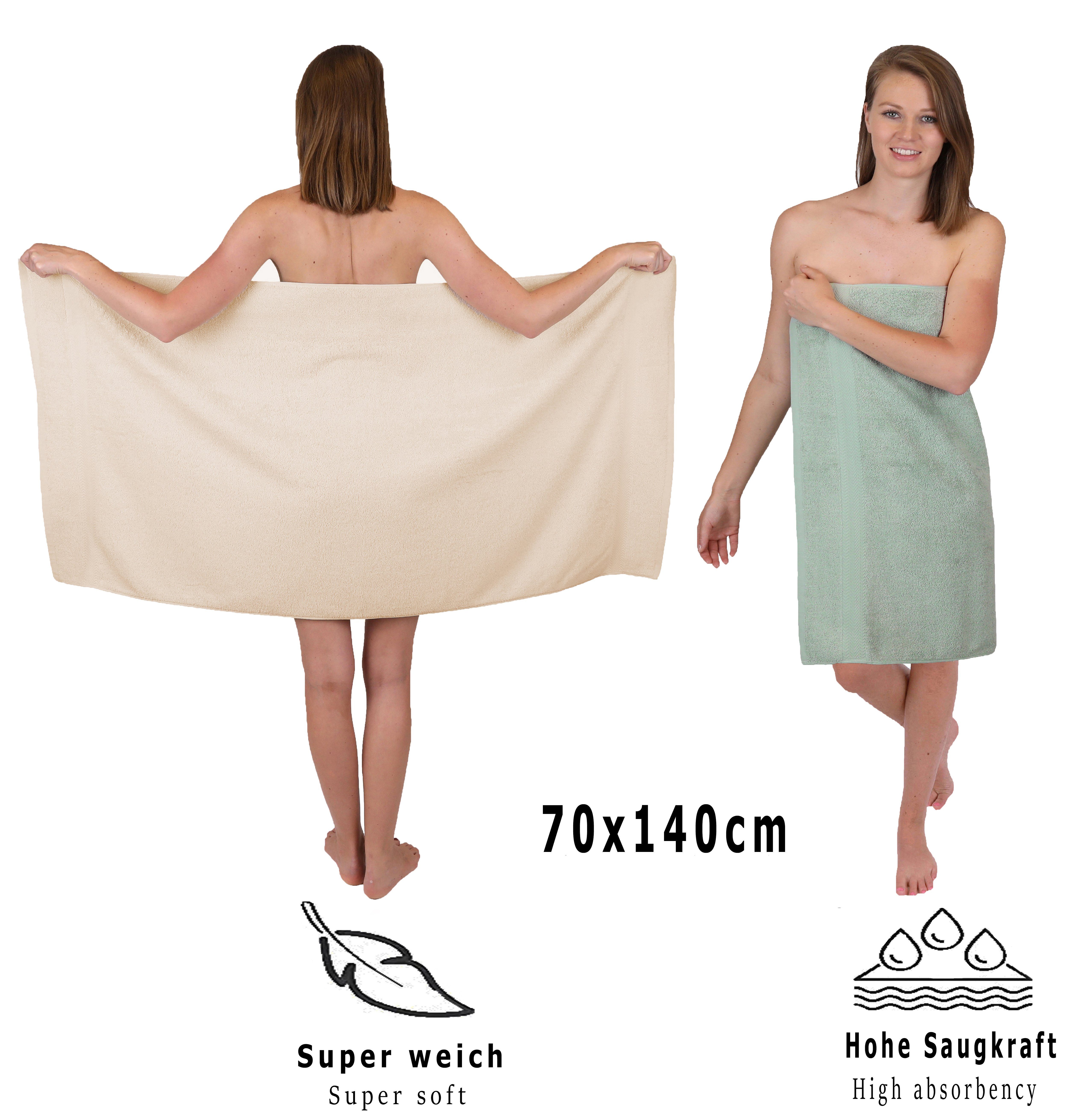 Betz Handtuch Set 12-tlg. Set Sand/heugrün, 100% (12-tlg) Baumwolle, Handtuch Premium Farbe
