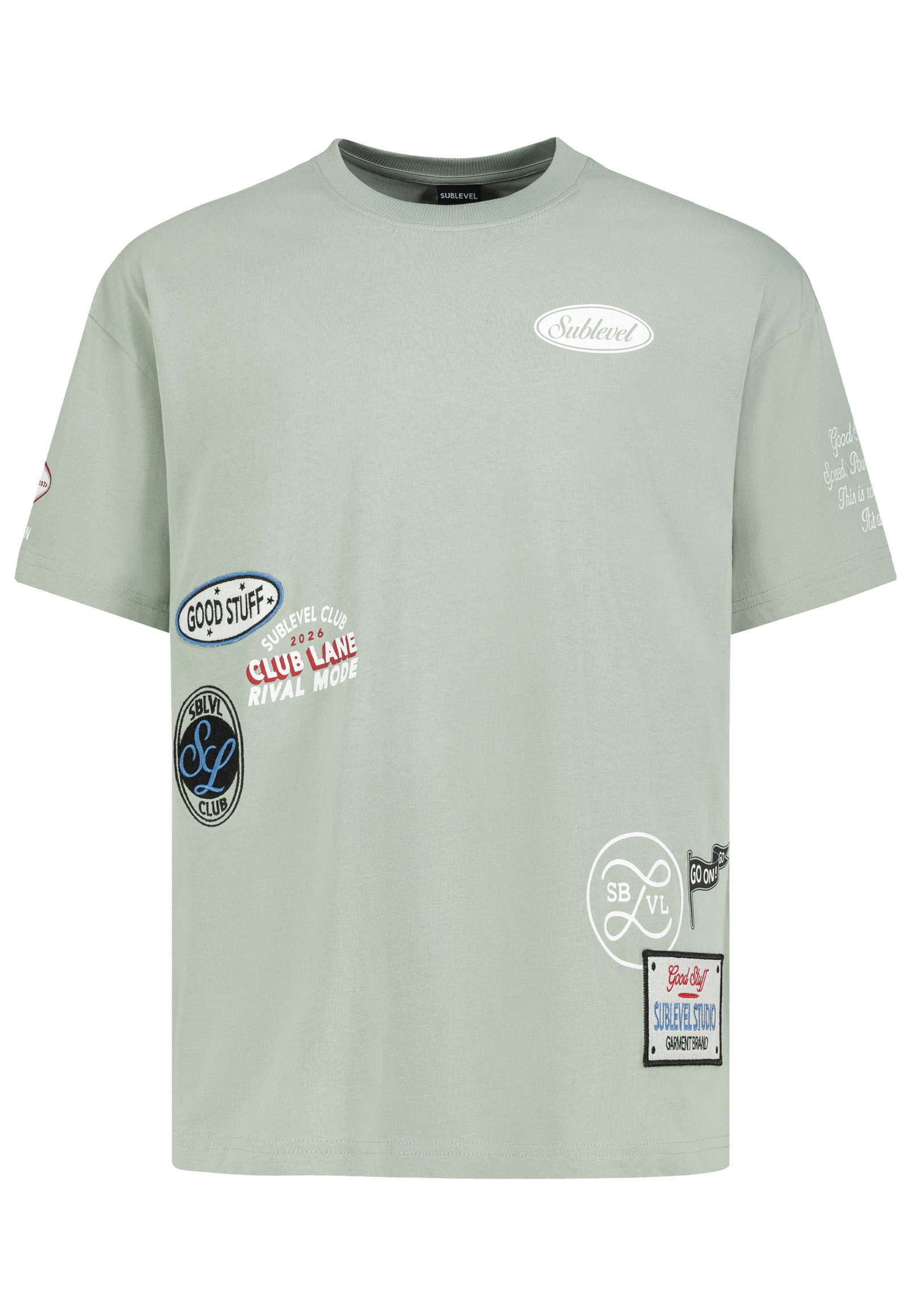 SUBLEVEL T-Shirt Herren Baumwoll T-Shirt bestickt Oversized Shirt mit Stickereien, Baumwolle