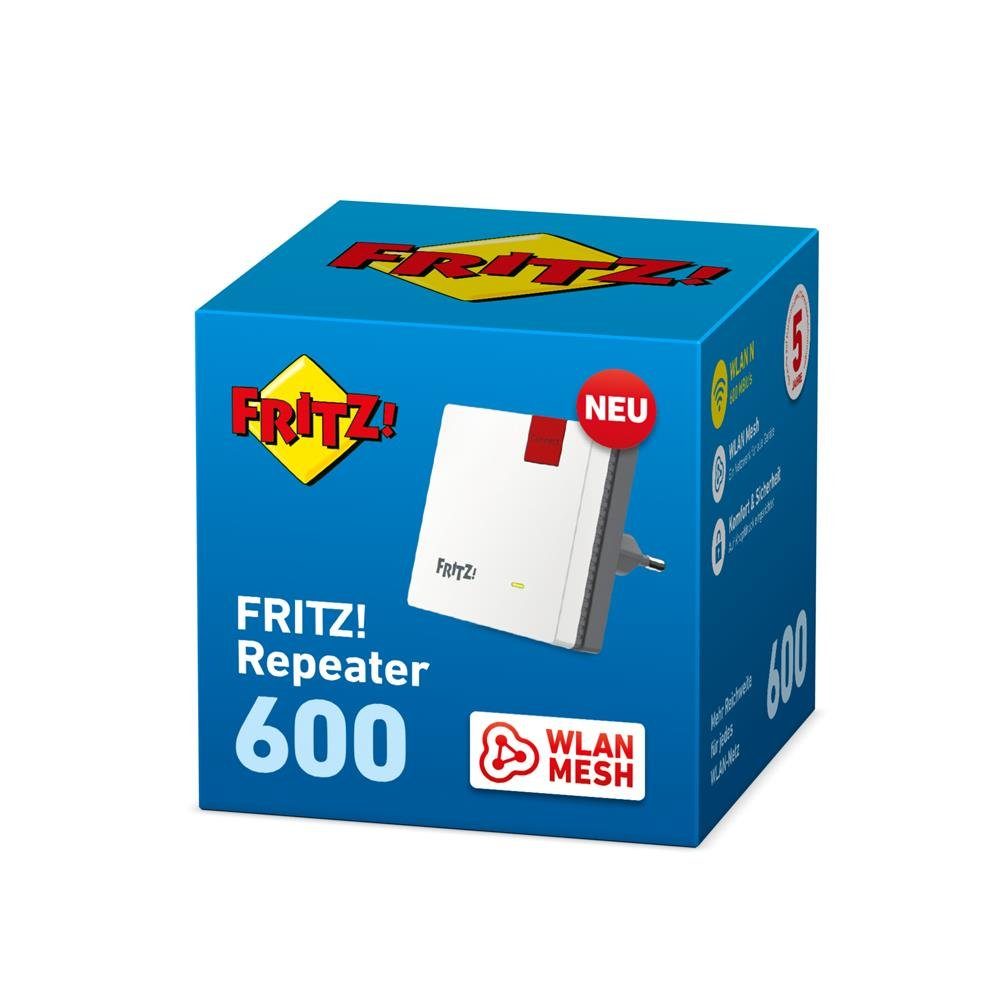 Fritz! FRITZ!Repeater 600 WLAN-Repeater, WLAN Mesh Verstärker, N-Band 2,4 GHz, bis 600 Mbit