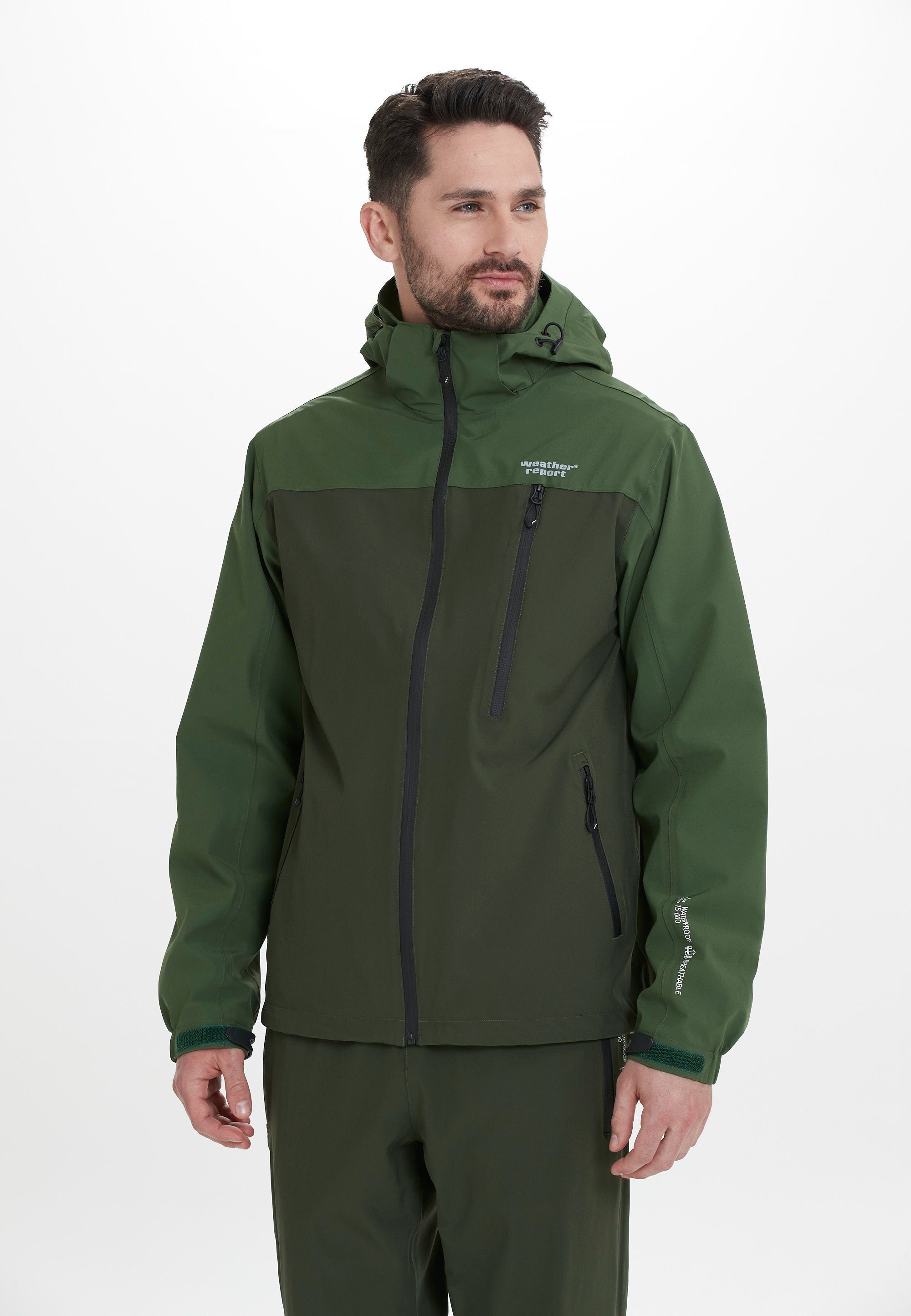 REPORT W-PRO15000 dunkelgrau-grün Beschichtung WEATHER DELTON (PFC-Frei) Outdoorjacke umweltfreundlicher mit