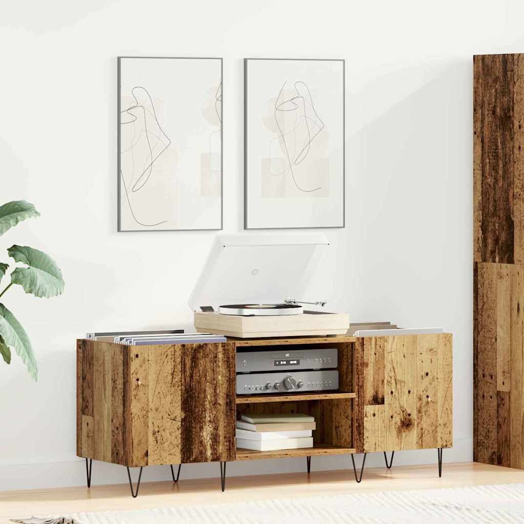 vidaXL Lowboard Schallplattenschrank mit Regal mit Tür Altholz 121 x 38 x 48 cm (1 St)