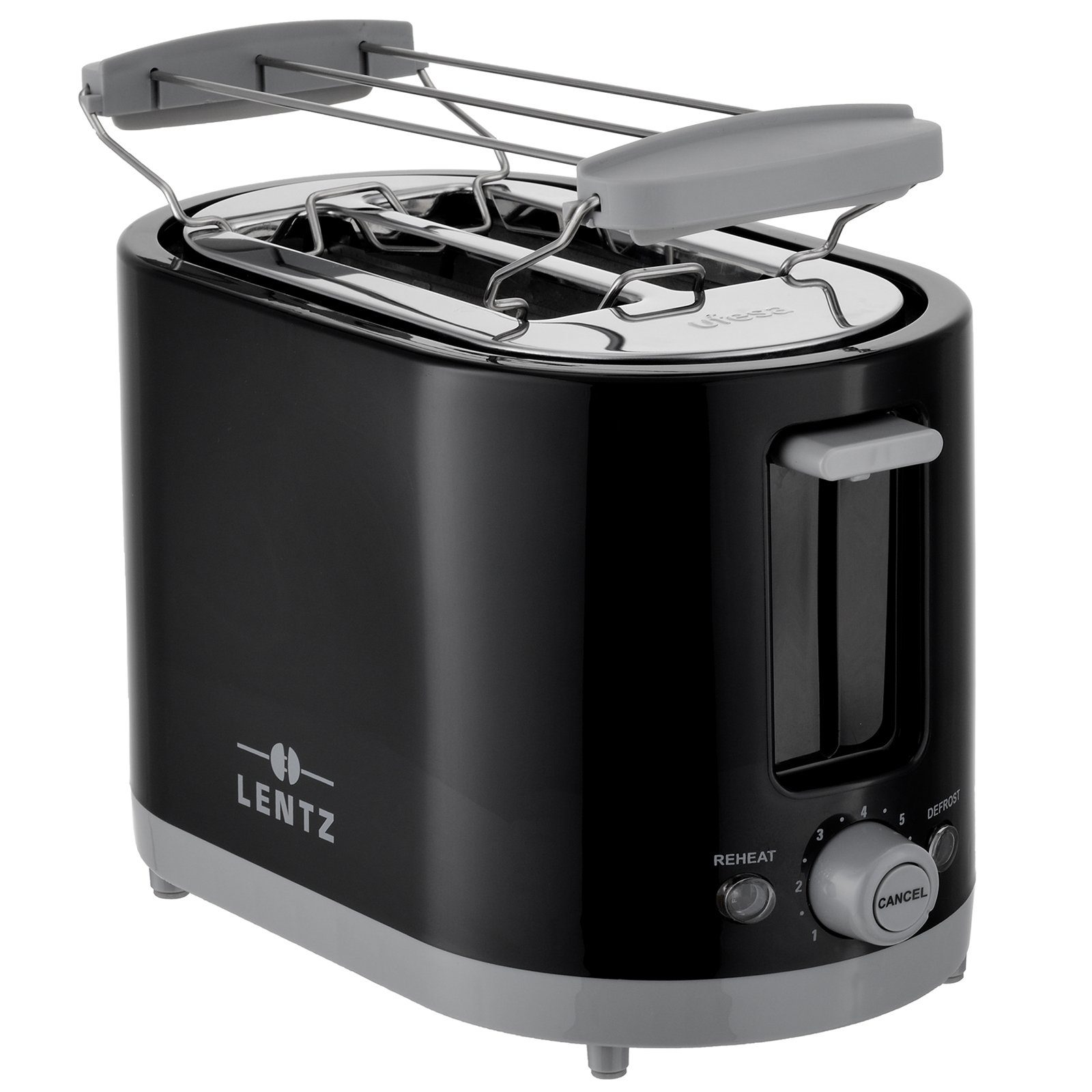 Lentz Toaster 2-Scheiben Toaster mit Auftaufunktion, 750 W Schwarz