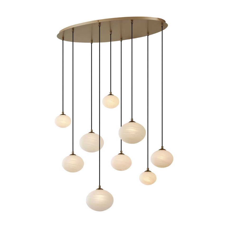 Qazqa Pendelleuchte Yani, ohne Leuchtmittel, Warmweiß, QAZQA Hängeleuchte, g9, gold, Stahl, Art Deco