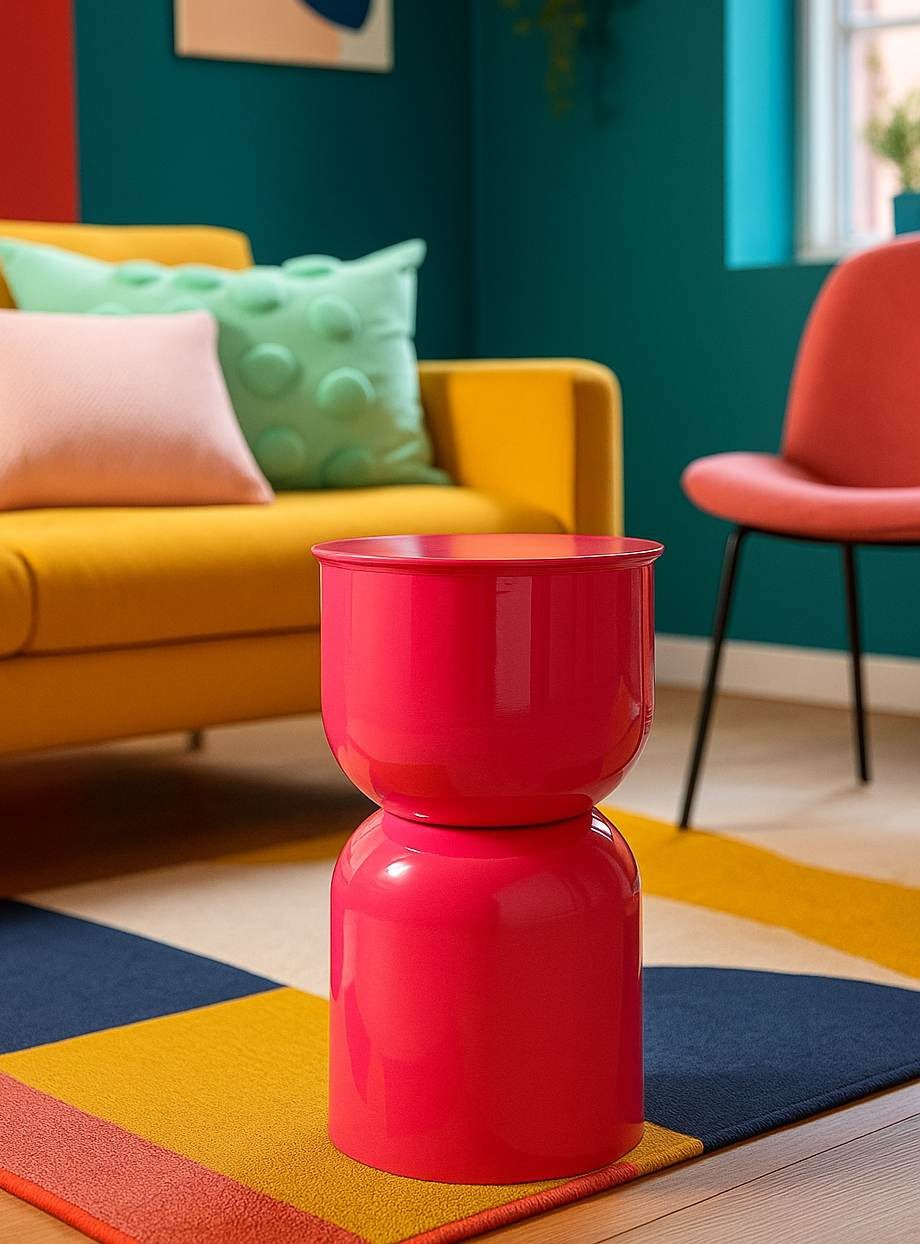 MF Beistelltisch Beistelltisch Oyi Fuxia Metall modern rund pink (1-St)