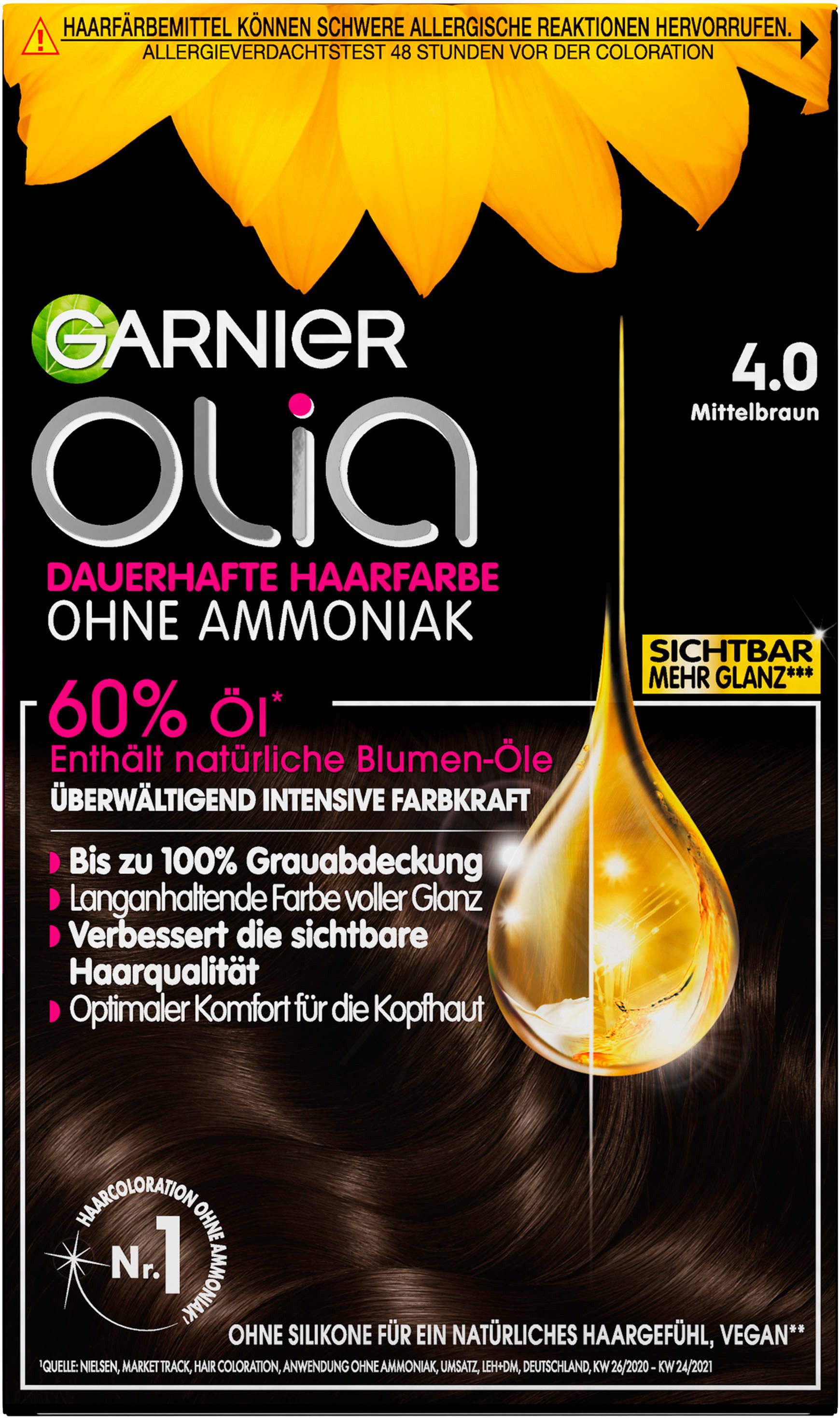 GARNIER Coloration Garnier Olia dauerhafte Haarfarbe, Packung, 3-tlg., mit pflegender Formel
