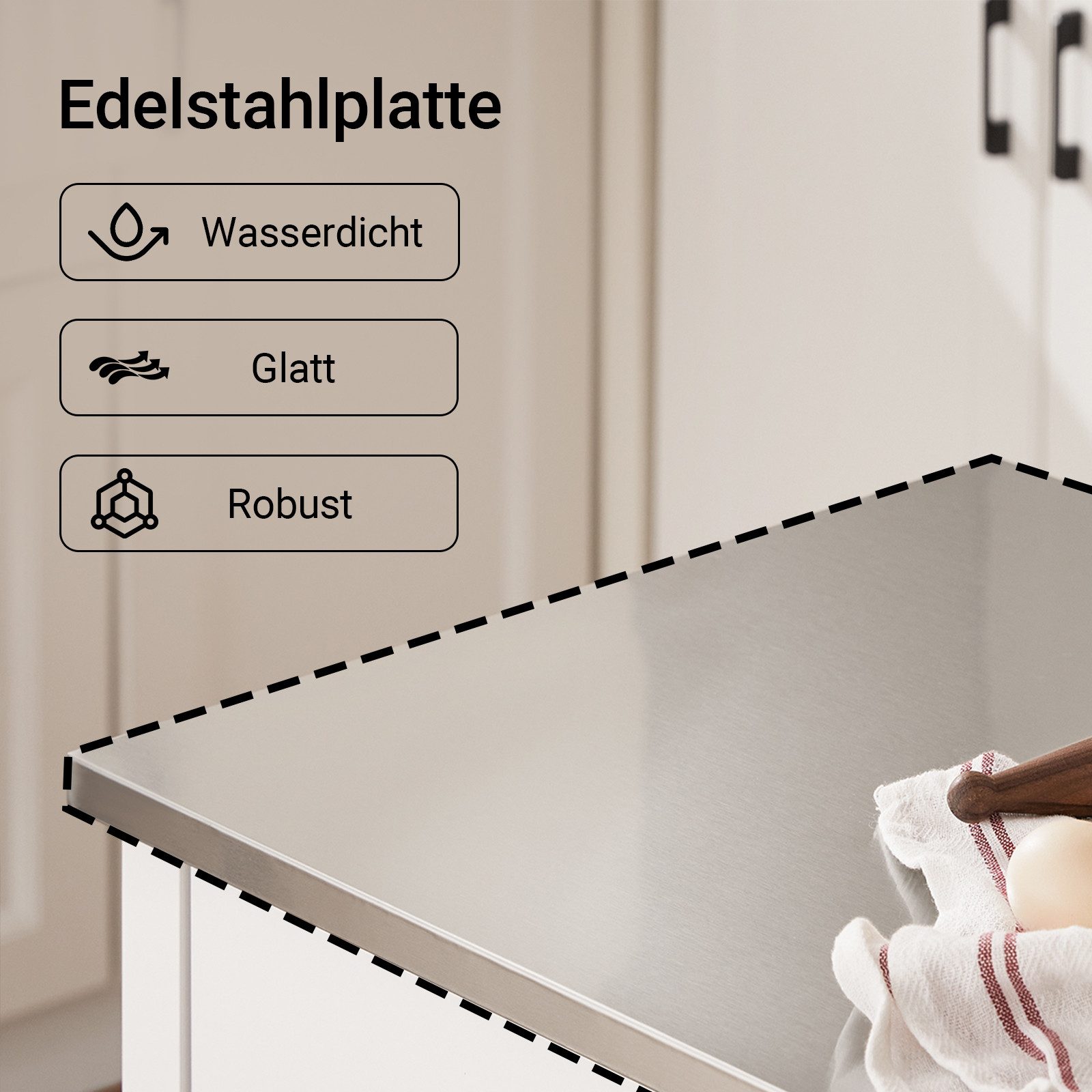 SoBuy Küchenwagen FKW47, Sideboard Flurschrank Servierwagen mit Edelstahlplatte – Bild 4 von 5