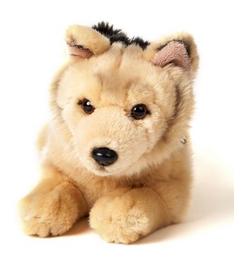 Uni-Toys Kuscheltier Deutscher Schäferhund, liegend - Länge 32 cm - Plüsch-Hund, Plüschtier, zu 100 % recyceltes Füllmaterial
