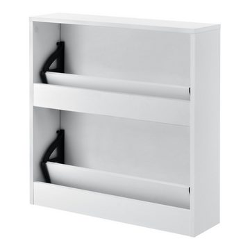 en.casa Schuhschrank »Vogar« mit 2 verspiegelten Türen 67x63x17 cm Weiß