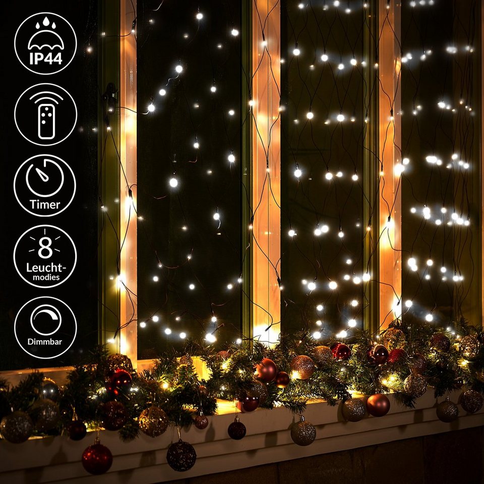 monzana Lichterkette, 100 LEDs Batterie Fernbedienung 8
