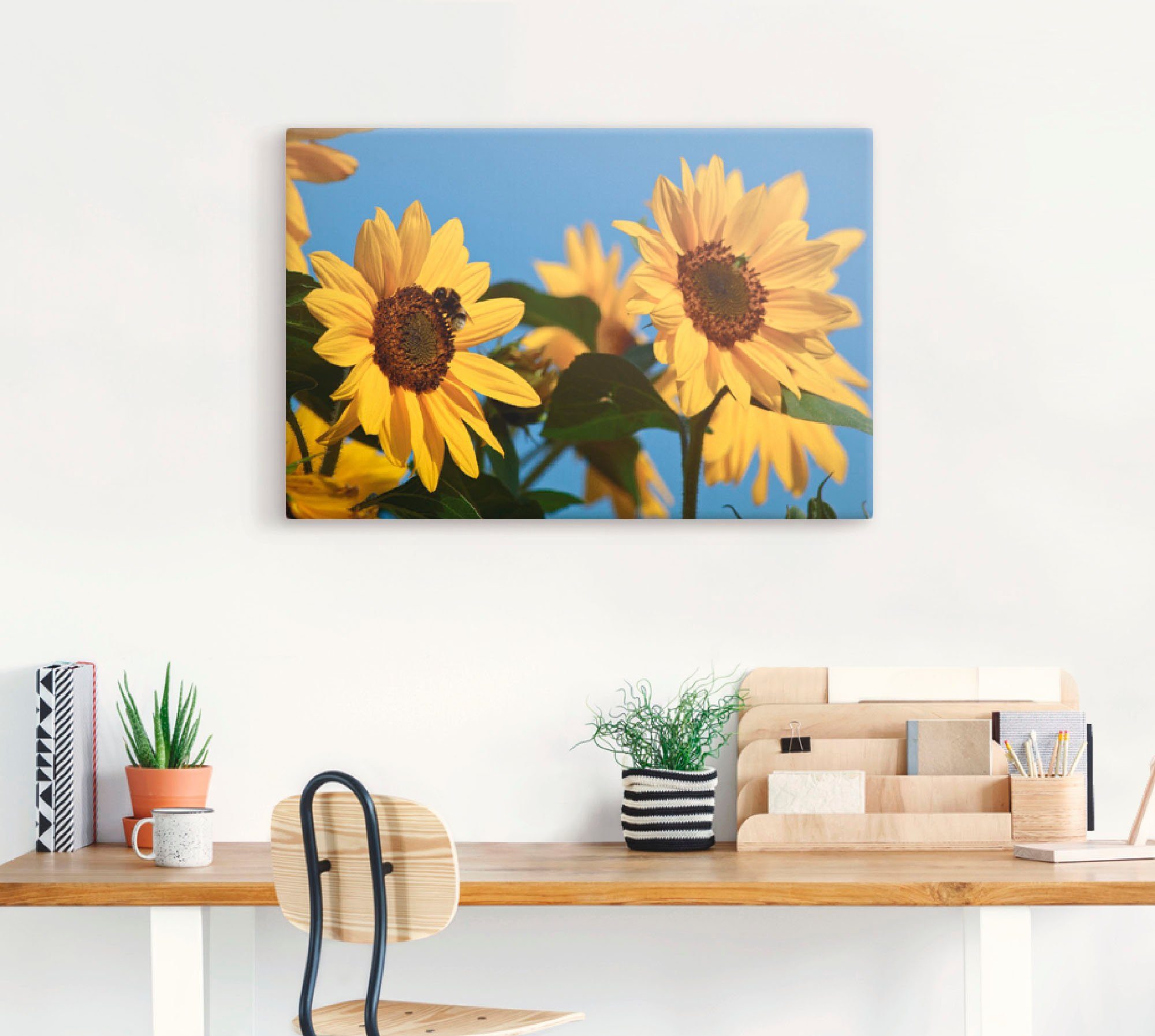 Artland Leinwandbild Sonnenblumen, Blumen (1 St), auf Holzrahmen gespannt