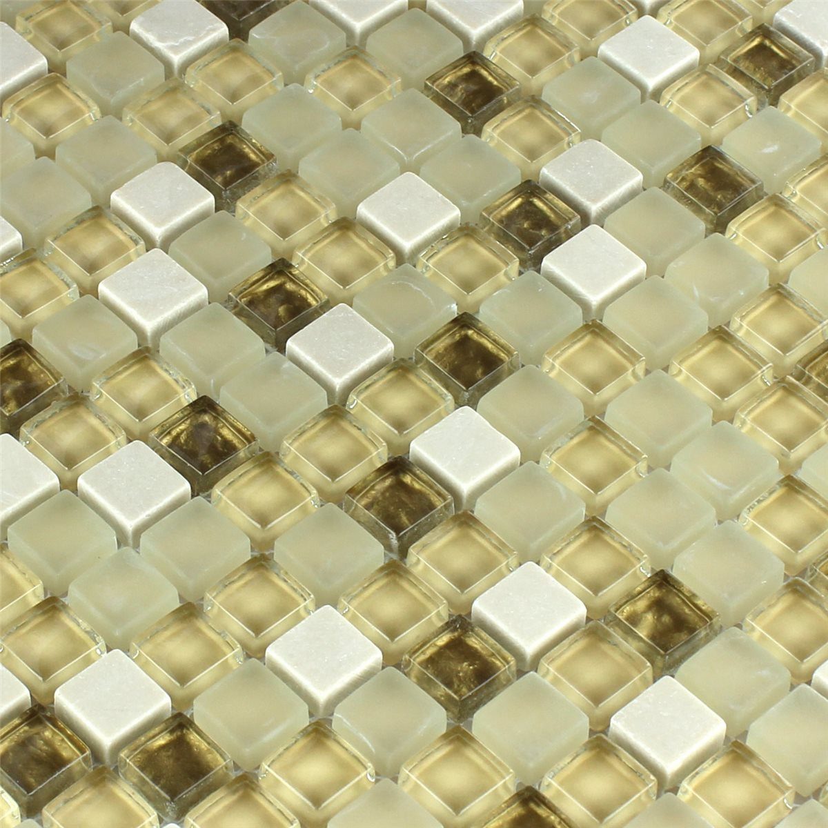 Mosafil Mosaikfliesen Glas Naturstein Mosaikfliesen Wittenberg Weiß Gold, Naturstein-Glas 32.200x30.500, gold-beige, Verlegefertig auf ein Netz geklebt