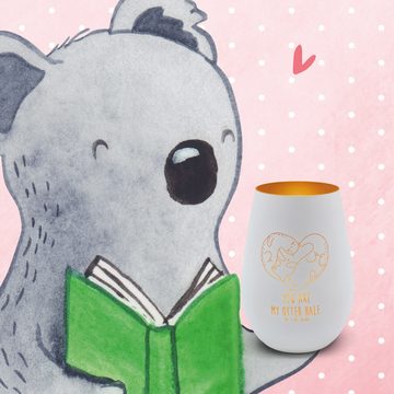 Mr. & Mrs. Panda Windlicht Otter Herz - Weiß - Geschenk, Graviertes Windlicht, Kerze, Liebe, Win (1 St), Matteffekt