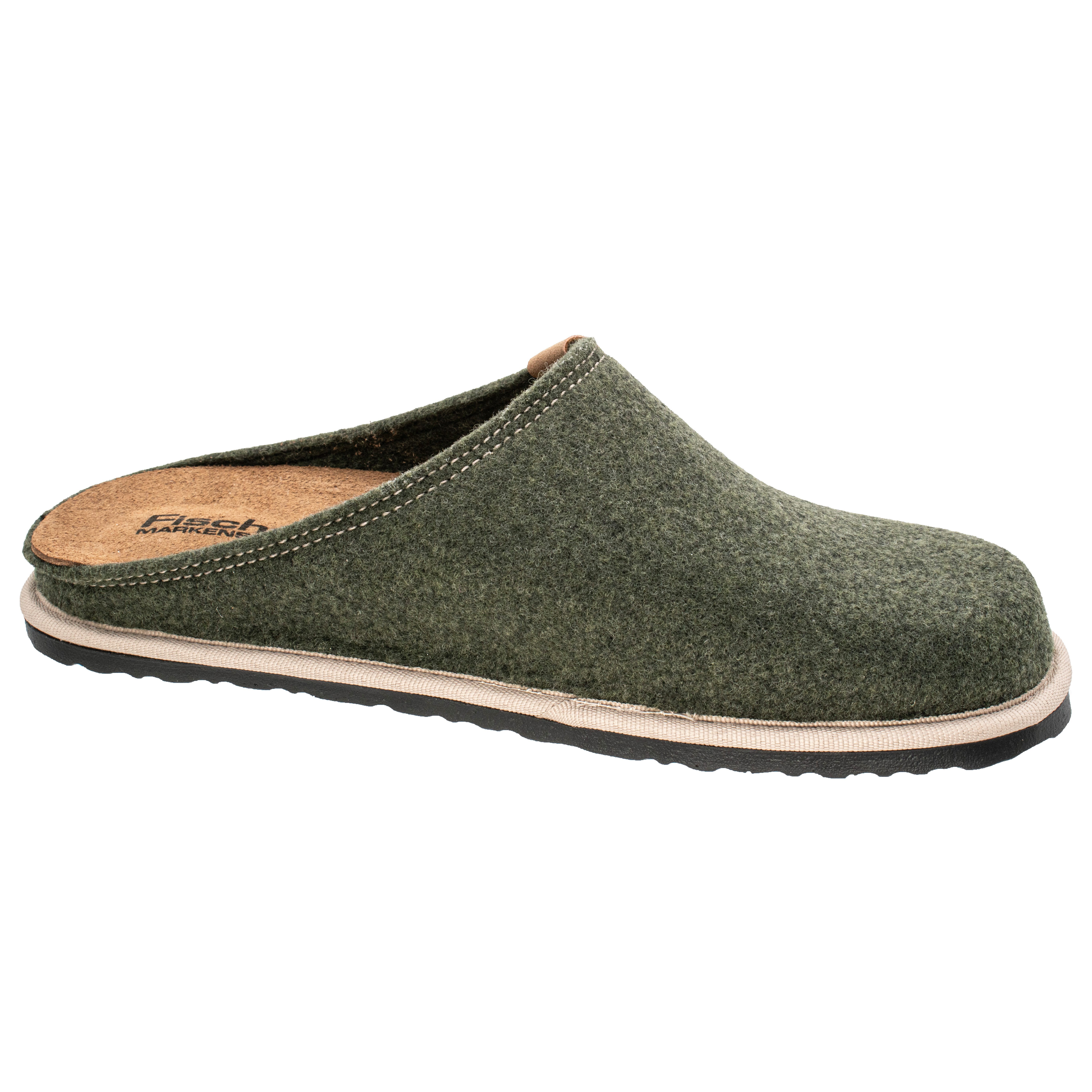 Fischer-Markenschuh Helge Pantoffel aus PET Upcycling Filz, Einlegesohle aus Leder ist herausnehmbar