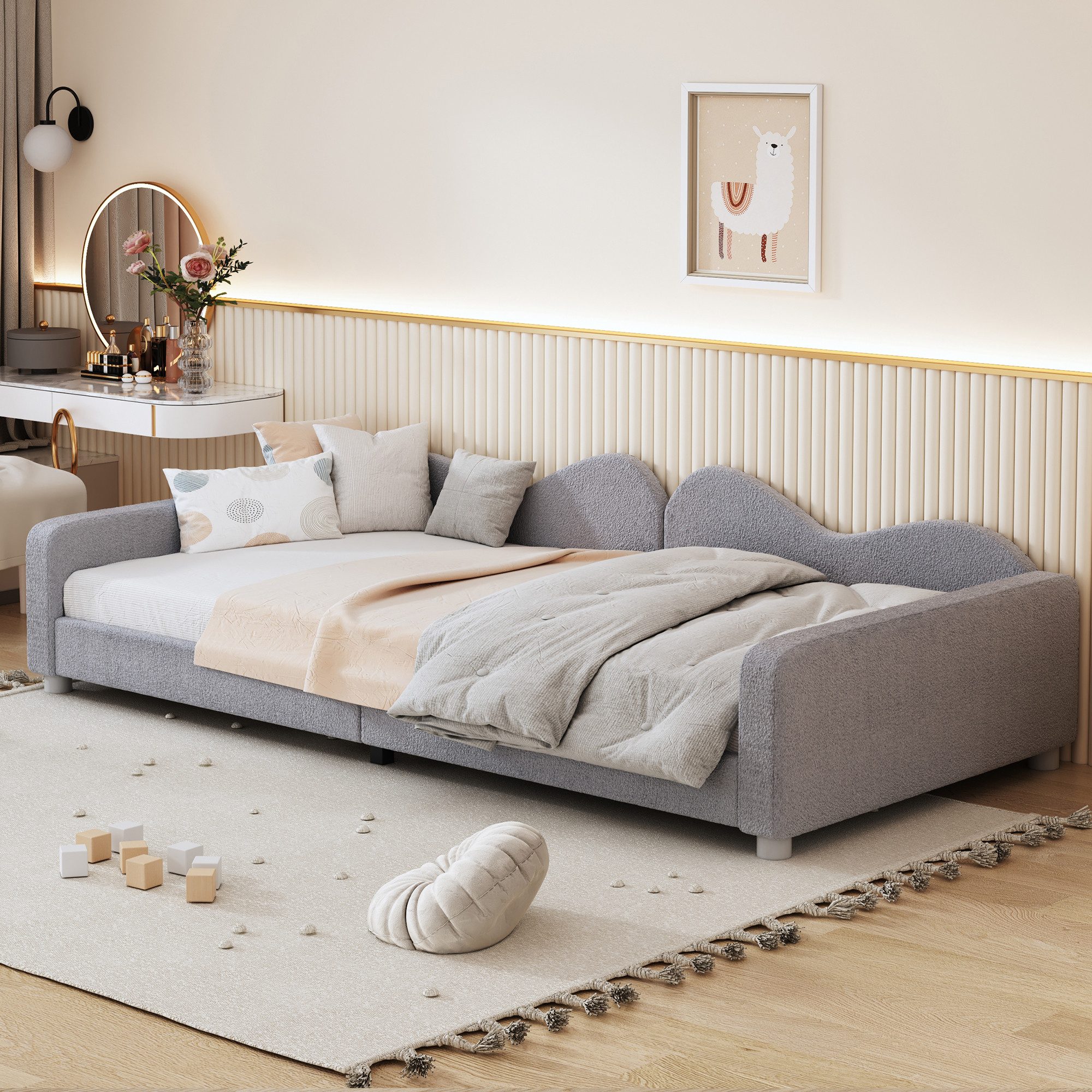 SOFTWEARY Schlafsofa mit Bettfunktion, 90x200 cm, Einzelbett, Samt günstig online kaufen