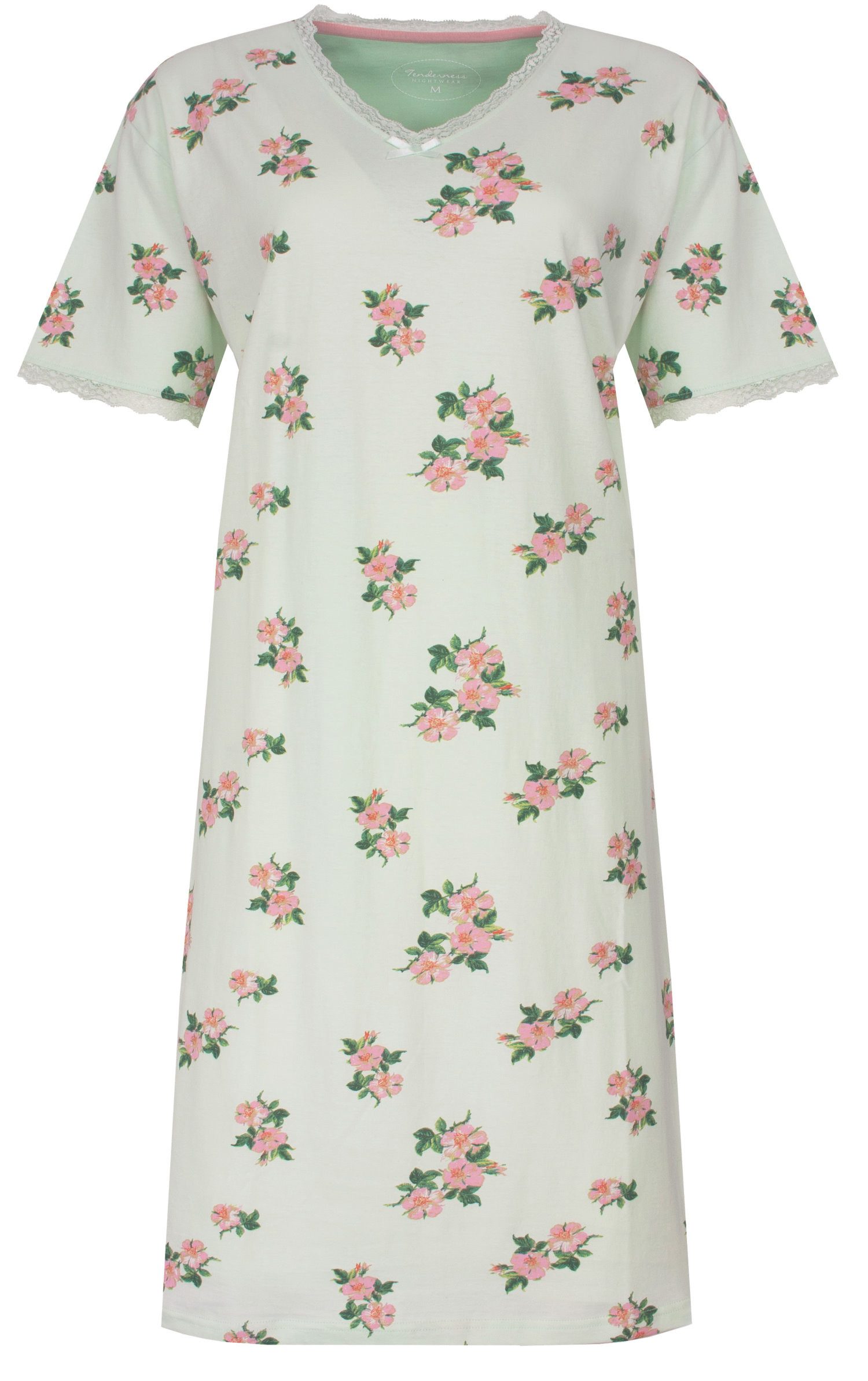 Tenderness Nachthemd Damen Schlafshirt Blumen mit kurzem Arm (1-tlg) Baumwolle