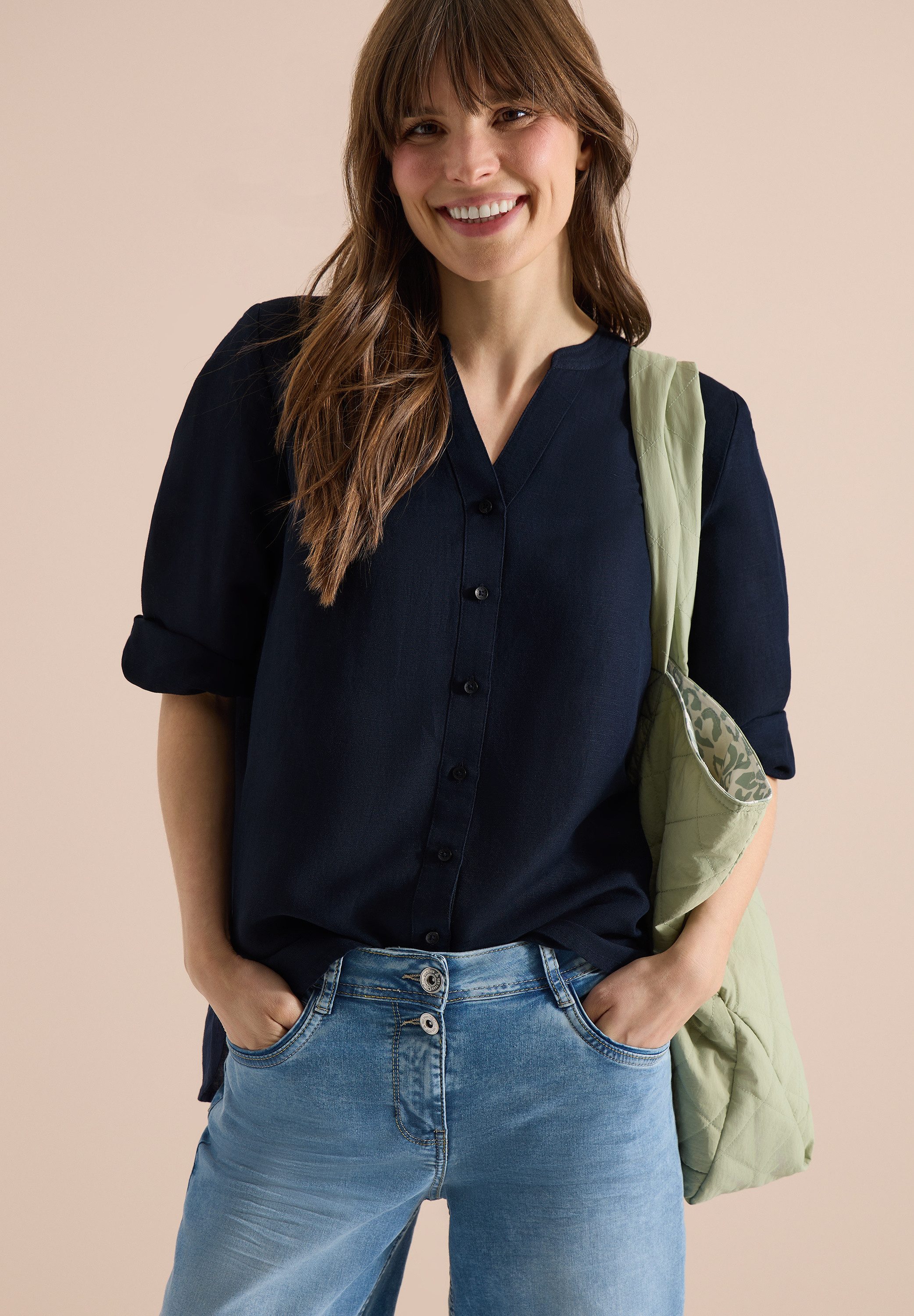 CECIL Longbluse mit 3/4 Ärmeln