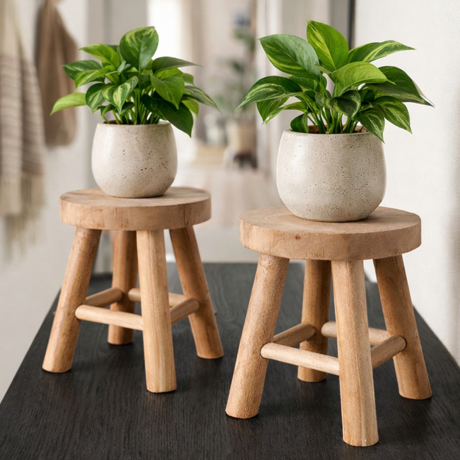 Koopman Blumenhocker Holzschemel Miniatur Hocker Pflanzenhocker 17,5x15cm T günstig online kaufen