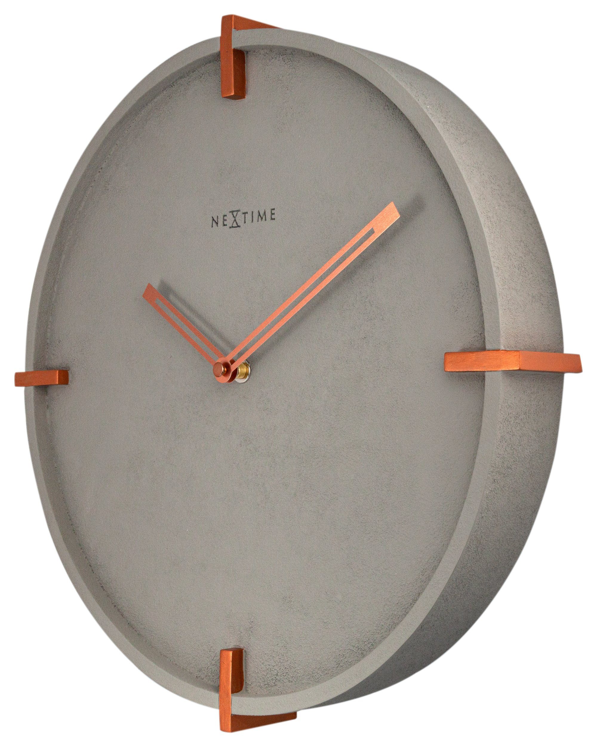 NEXTIME Wanduhr 3515 Kupferelementen) mit (Stilvolle Beton-Optik