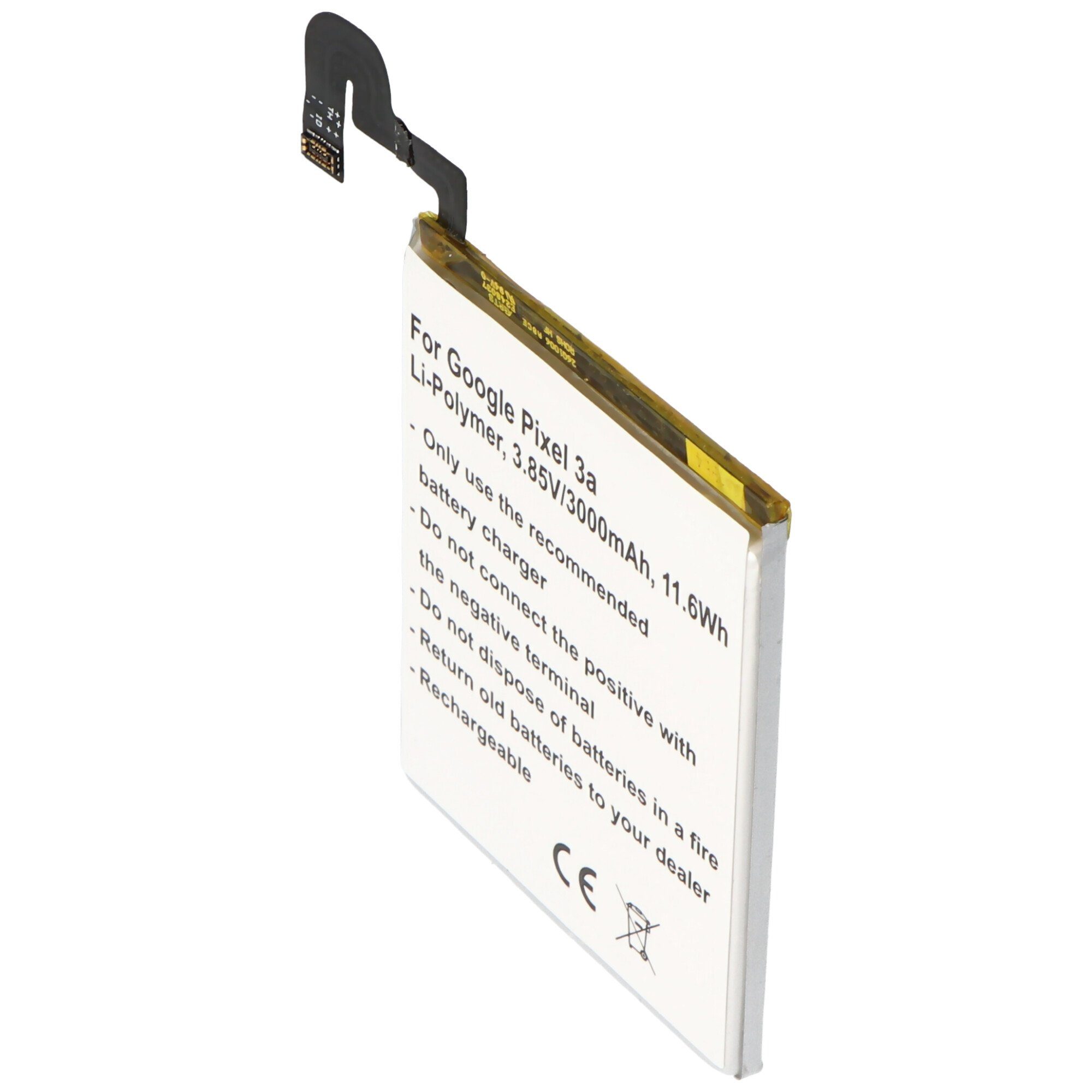 Akku passend für Google Pixel 3a, Li-Polymer, 3,85V, 3000mAh, 11,6Wh, Akku