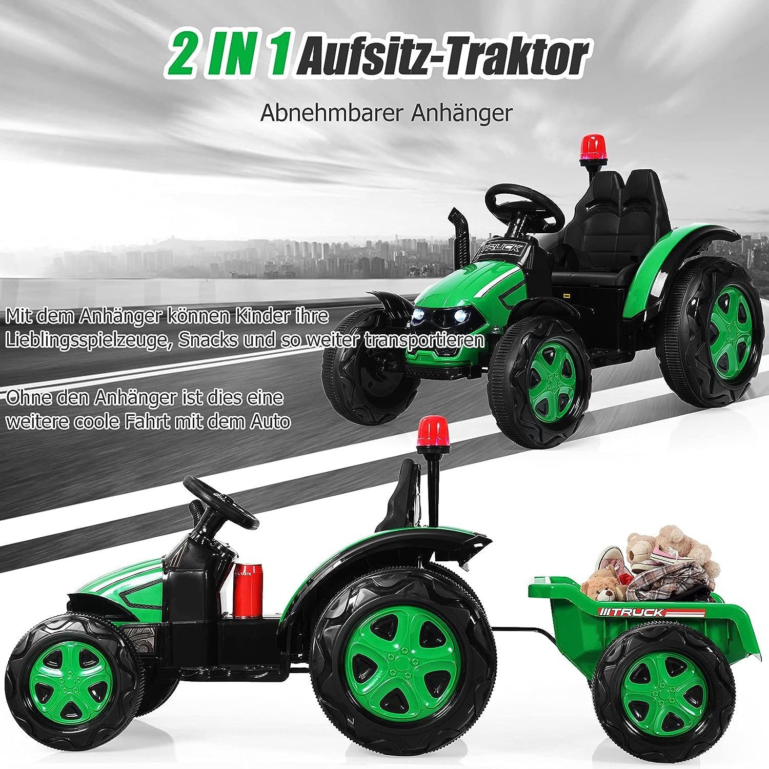 KOMFOTTEU Elektro-Kindertraktor Spielzeugtraktor, bis 30kg belastbar, für Kinder 3-8 Jahren