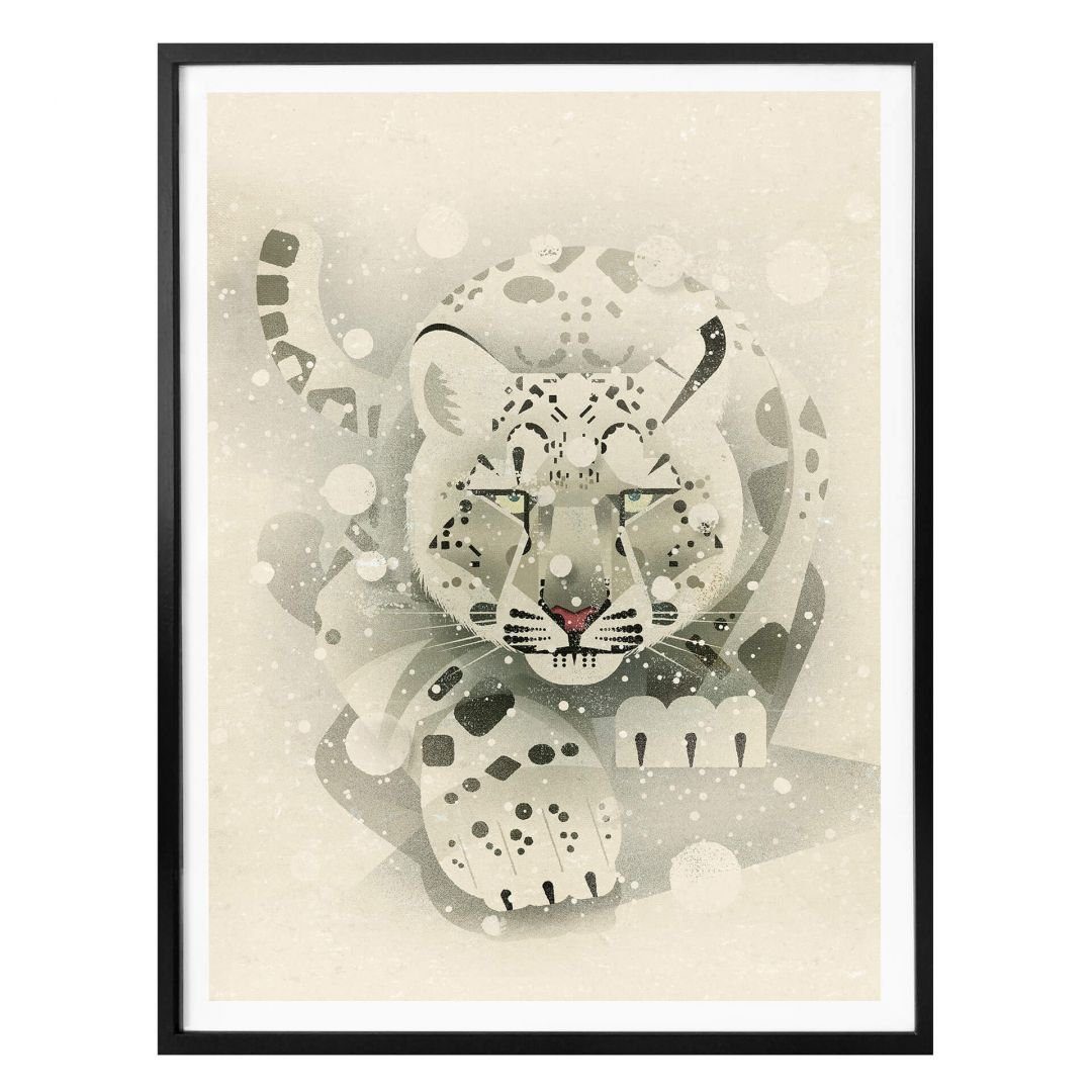 K&L Wall Art Poster Poster Braun Safari Deko wilde Katze Schnee Leopard, Kinderzimmer Wandbild modern