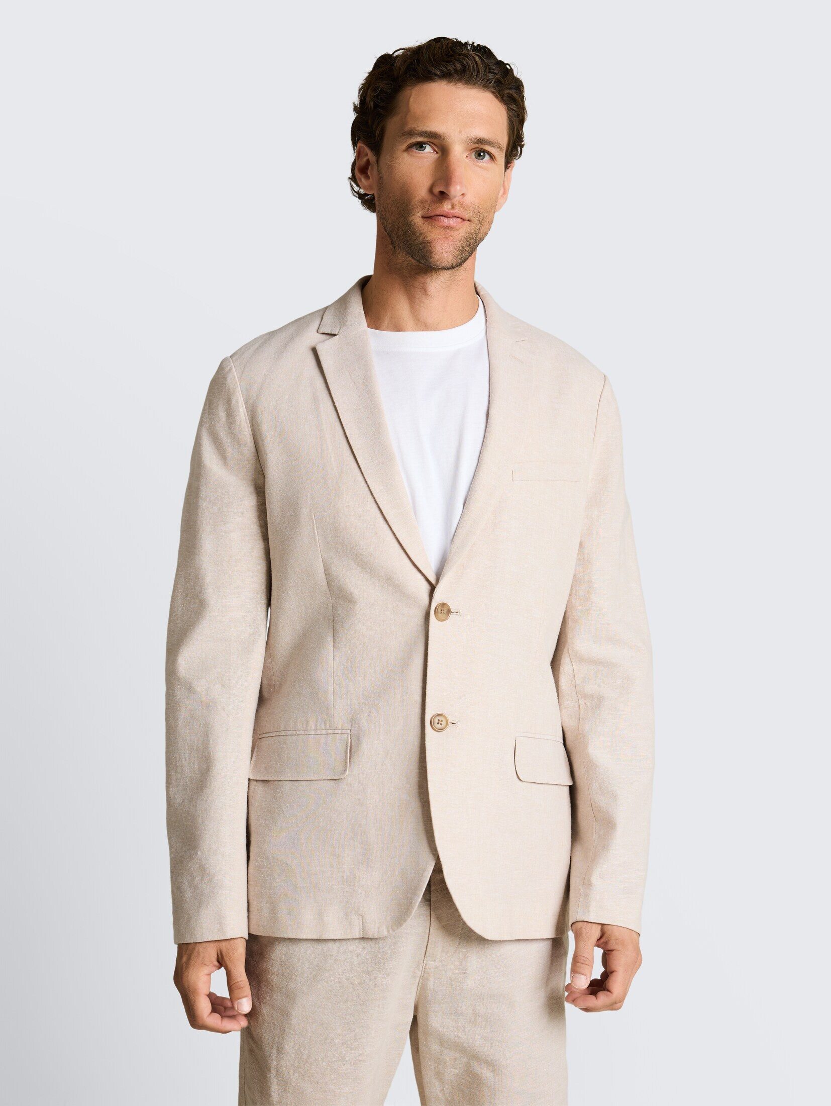 TOM TAILOR Sakko Blazer Sakko mit Leinenanteil
