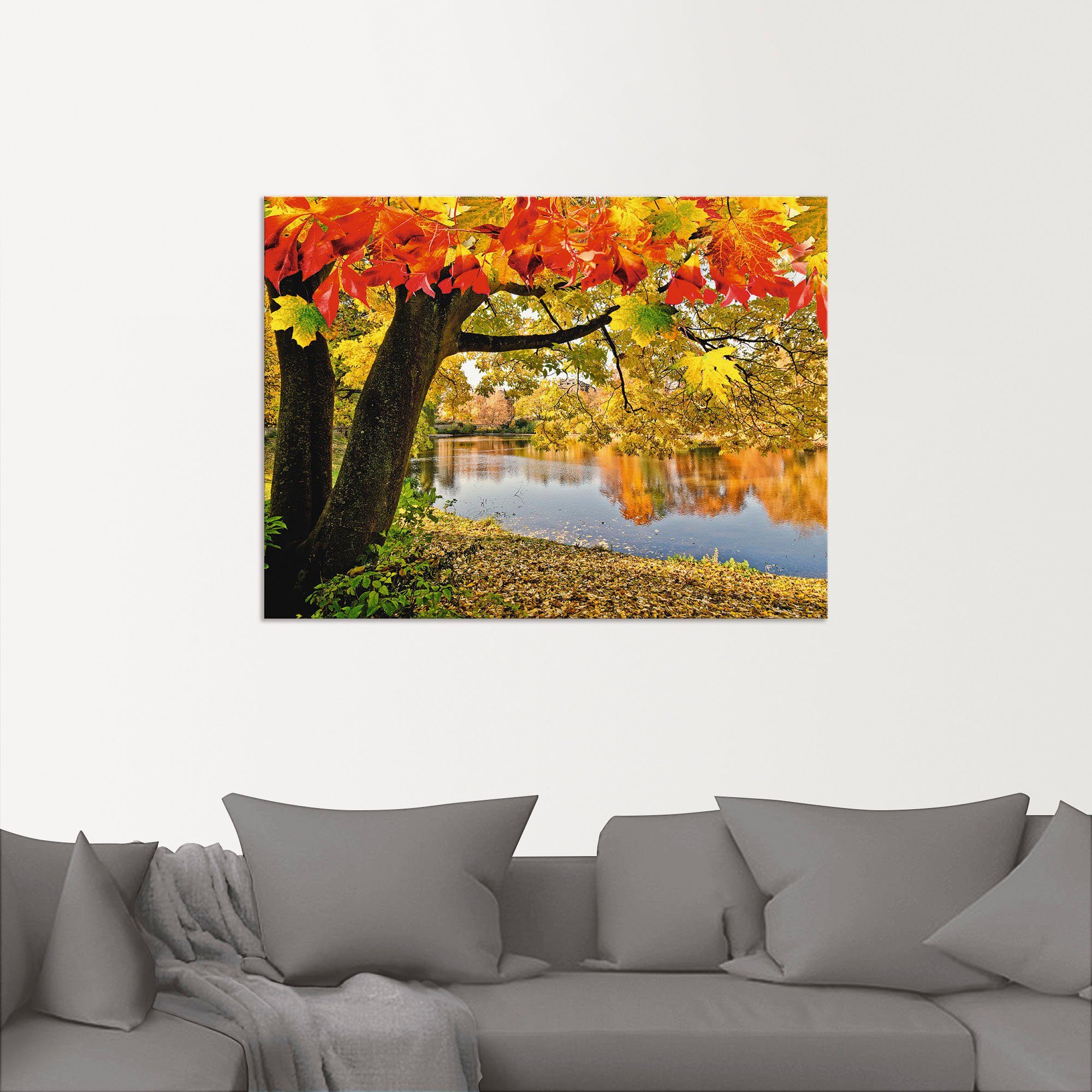 Artland St), Alubild, in (1 Leinwandbild, oder Herbsttag Wandaufkleber See, ruhigen als Gewässer Poster versch. an einem Wandbild Größen