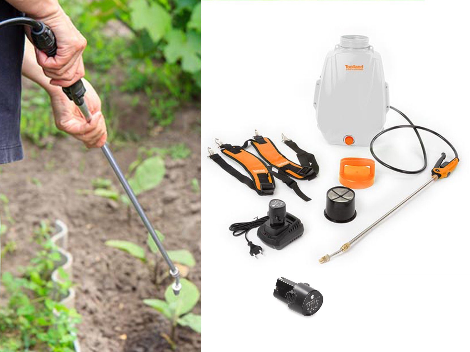 Toolland AkkuDrucksprühgerät, 12 Liter, Rückenspritze & 2 Akkus
