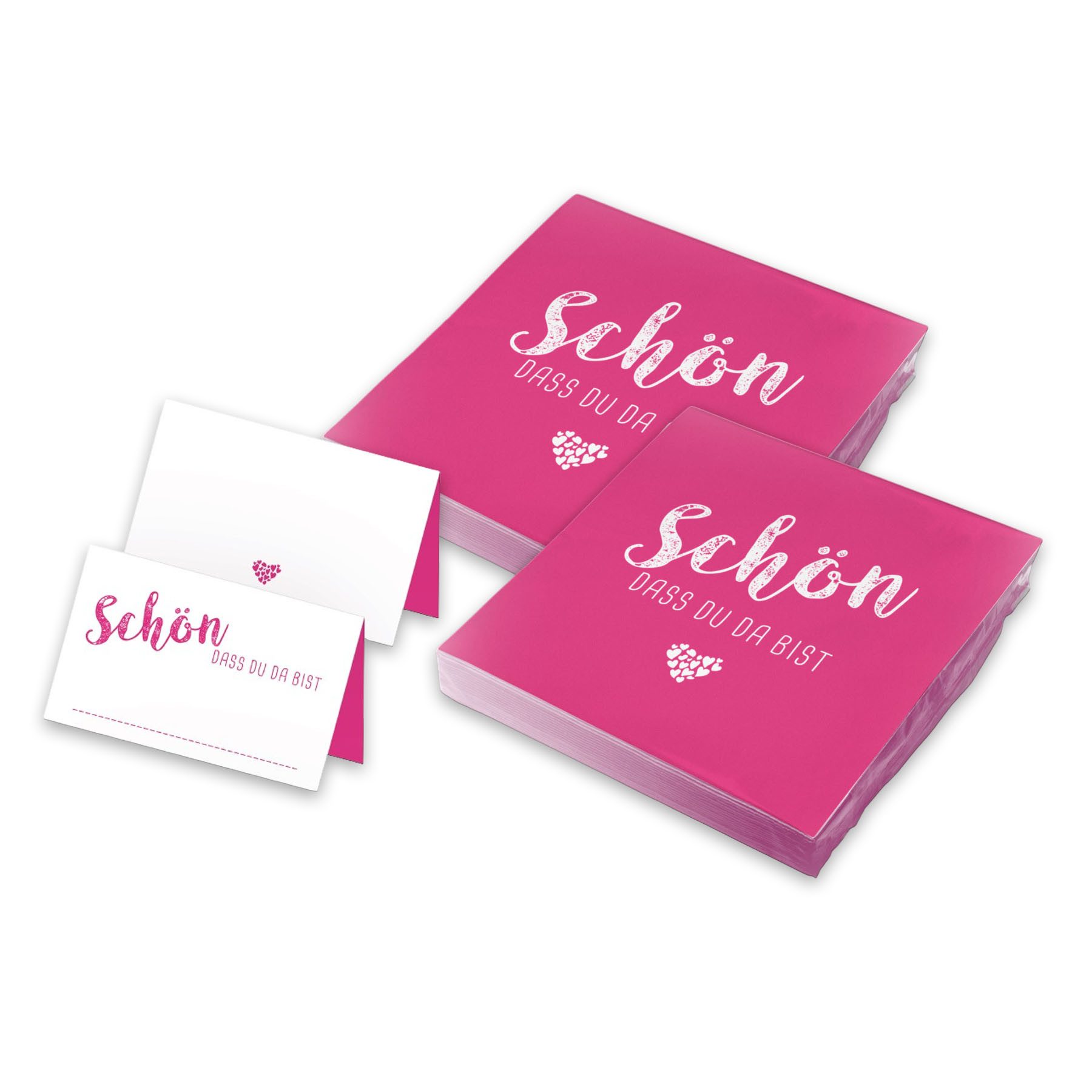 itenga Papierserviette itenga 40x Servietten mit 48x Tischkarten Set - Schön dass du da bist