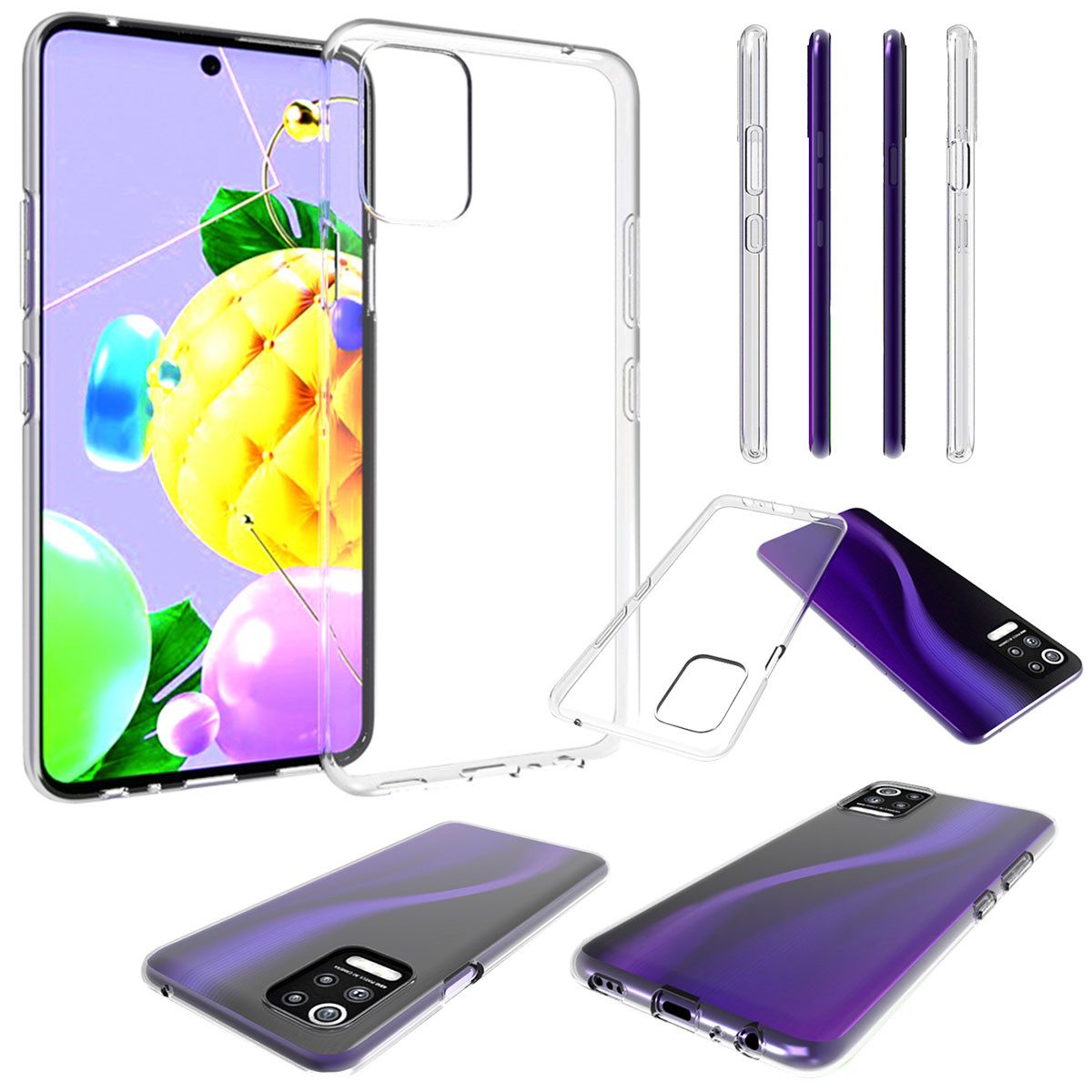 Wigento Handyhülle AUSWAHL Für LG K42 / K52 Silikon Case TPU Transparent und oder 0,26 H9 Glas Handy Tasche Hülle Schutz Cover