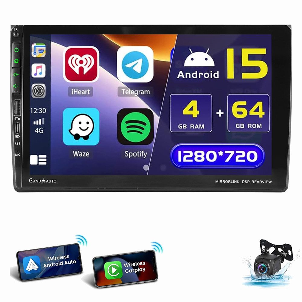 ESSGOO Für Audi A4 S4 RS4 B6 B7 SEAT EXEO CarPlay 4+64G Autoradio Android 15 Autoradio (4+64GB, FM, GPS NAVI SWC RDS)