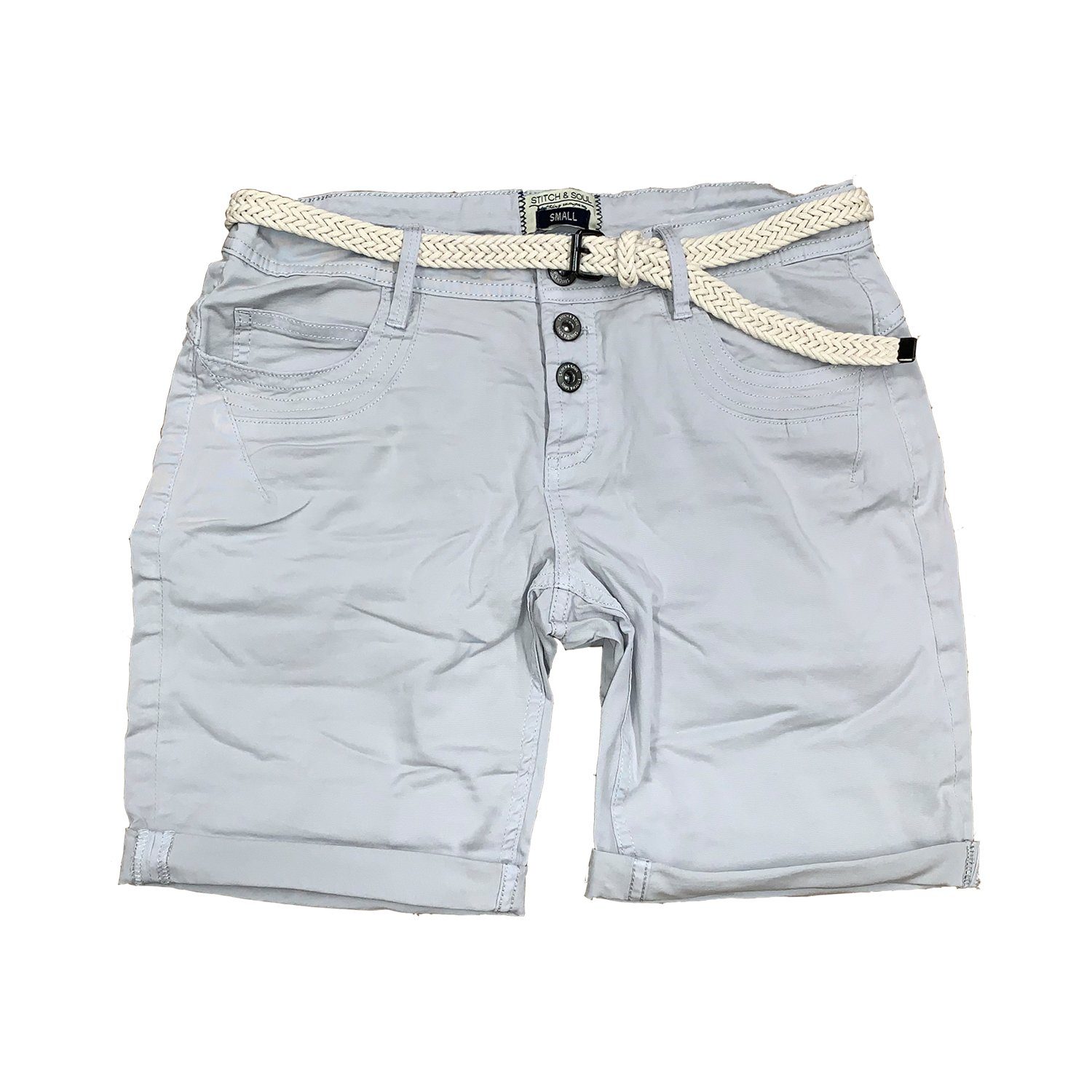 Stitch & Soul Damen Bermuda Shorts - Mit Gürtel & Gesäßtaschen