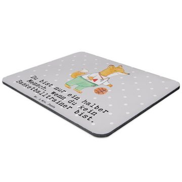 Mr. & Mrs. Panda Mauspad Basketballtrainer Herz - Grau Pastell - Geschenk, Mousepad, Basketbal (1-St), rutschfest