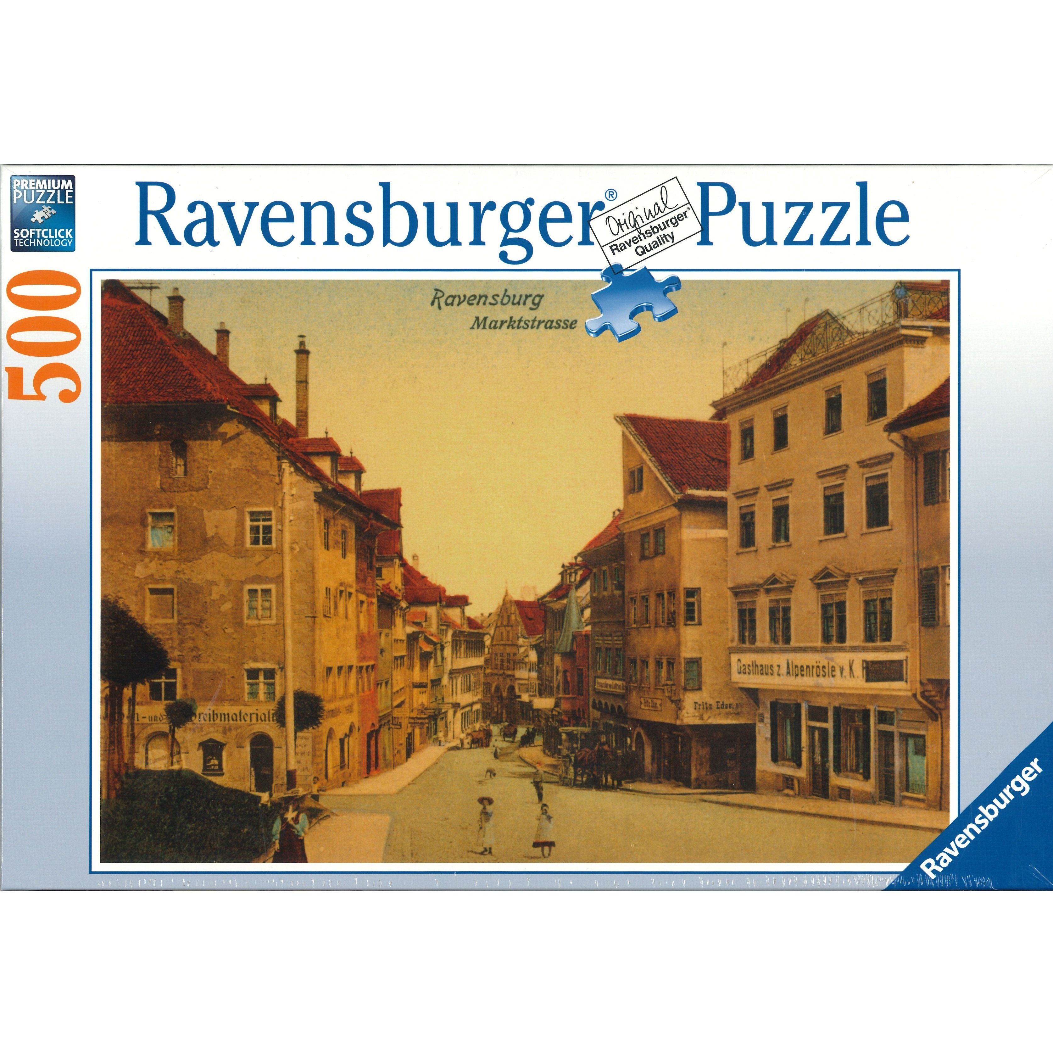 Ravensburger Puzzle Ravensburger - Ravensburg Marktstraße um 1900, 500 Teile Puzzle, 500 Puzzleteile