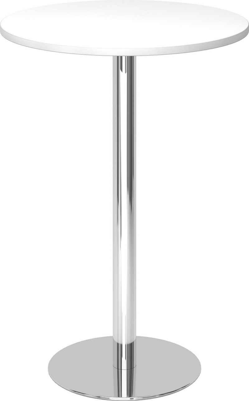 bümö Stehtisch Stehtisch rund STH - Arbeitshöhe: 111,6 cm, Dekor: Weiß - Gestell: Chrom