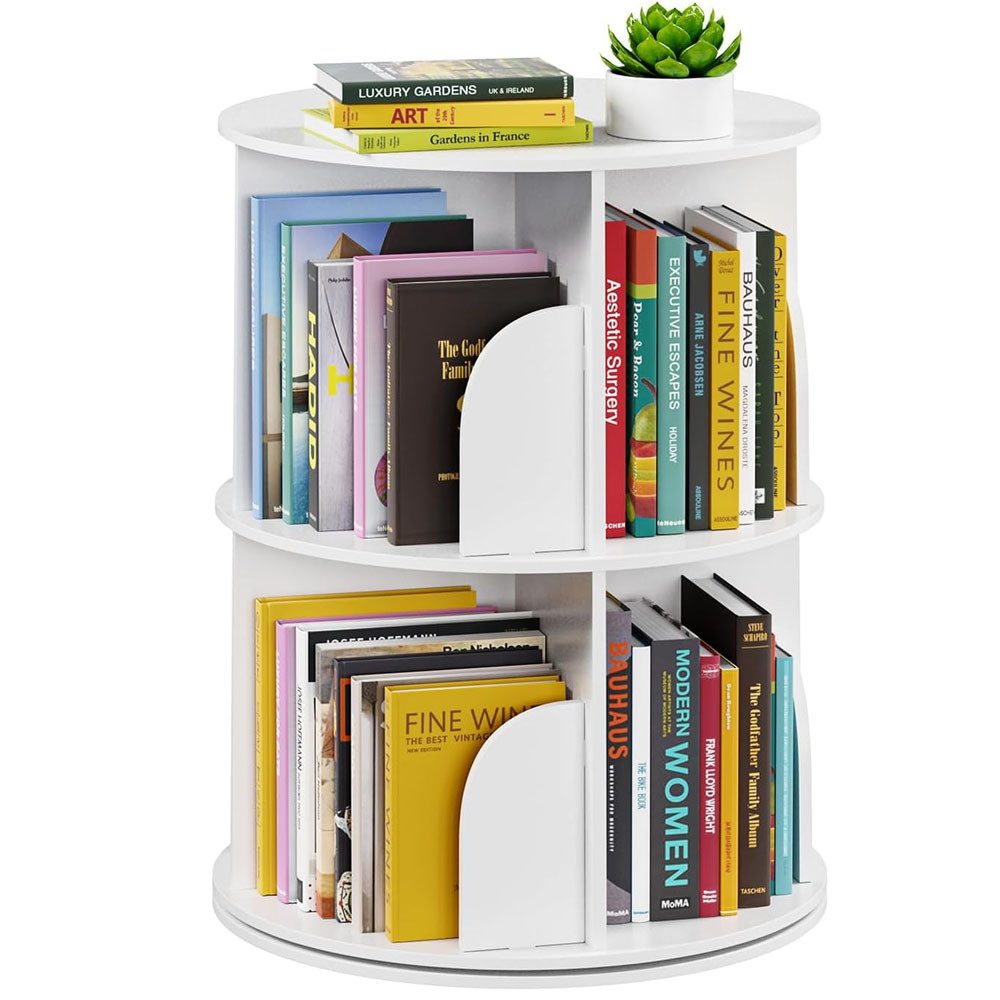 Bücherregal Drehbares Bücherregal, 360° Holz-Eck Lagerregal, Aufbewahrungsregal