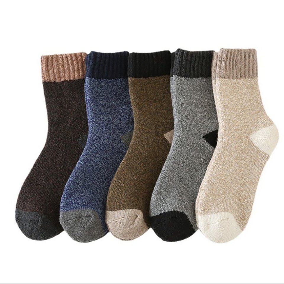 Freizeitsocken 5 Paar Socken Herren Thermosocken (5-Paar, Dicke Winter  Warme Socken) Atmungsaktives Wollsocken für den Winter kaltes Wetter