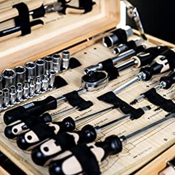 Brüder Mannesmann Werkzeuge Werkzeugset 108-tlg. Werkzeug-Set Bambus-Werkzeugkoffer, (1-St)