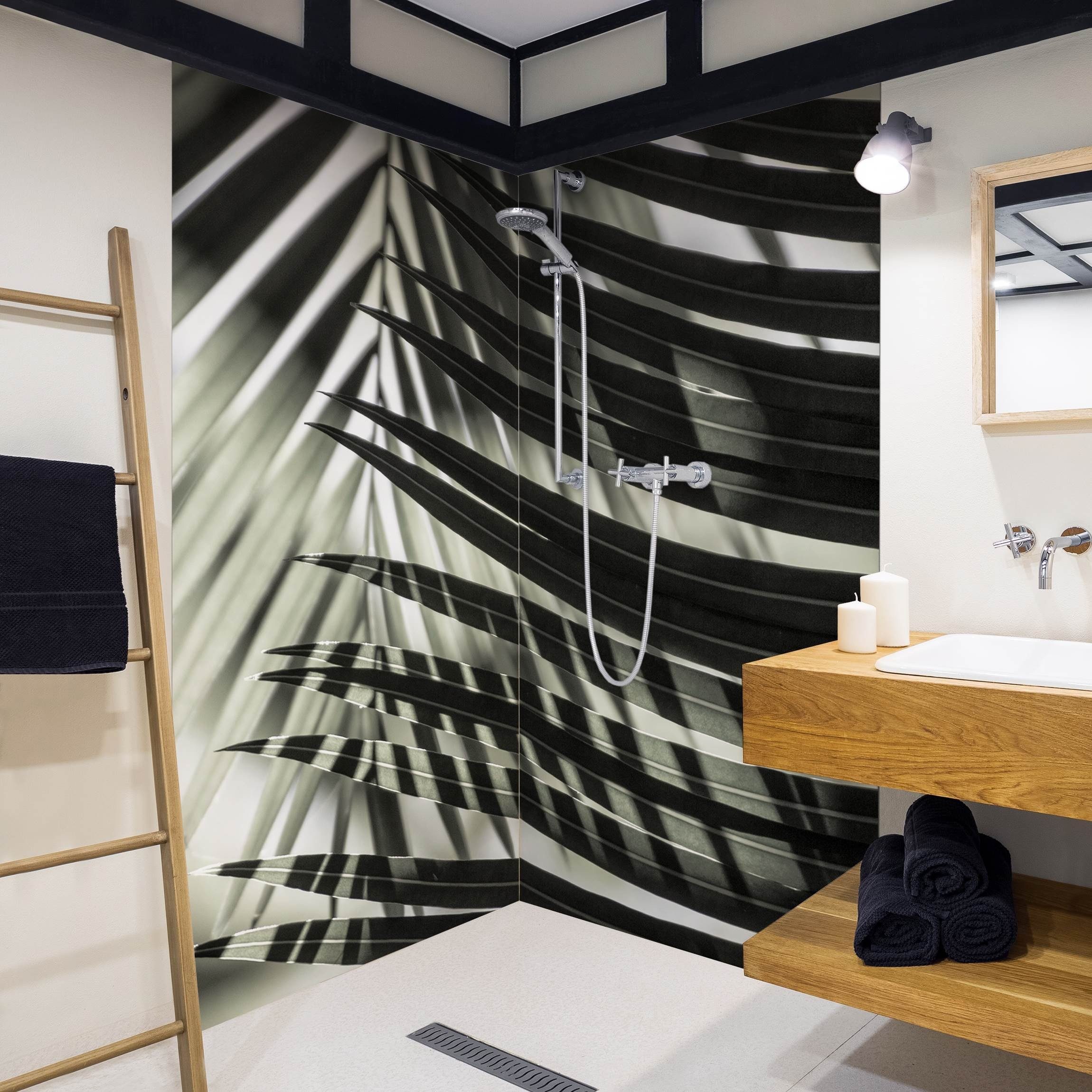 Bilderdepot24 Duschrückwand Fliesen Palme grün Duschrückwand ohne Bohren Du günstig online kaufen