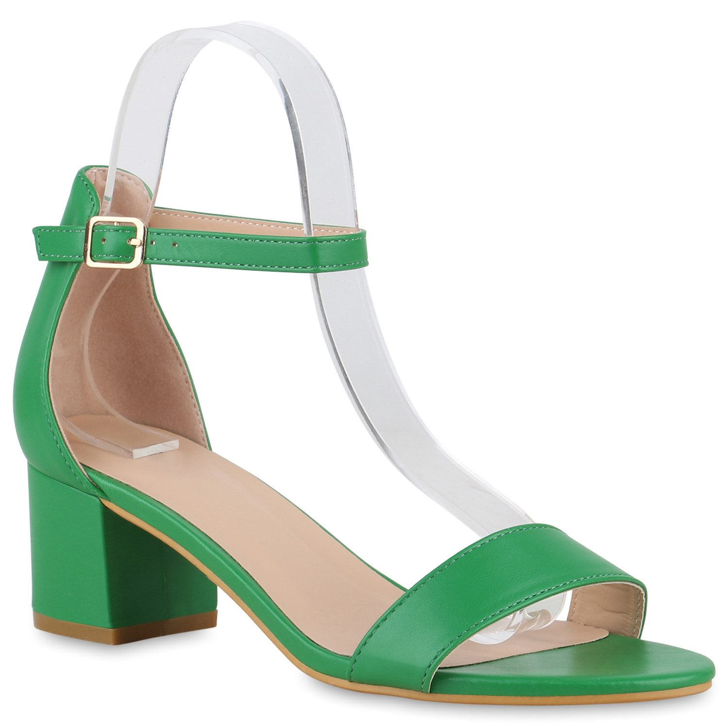 VAN HILL 840130 Sandalette Damen Klassische Sandaletten Blockabsatz Leder-Optik