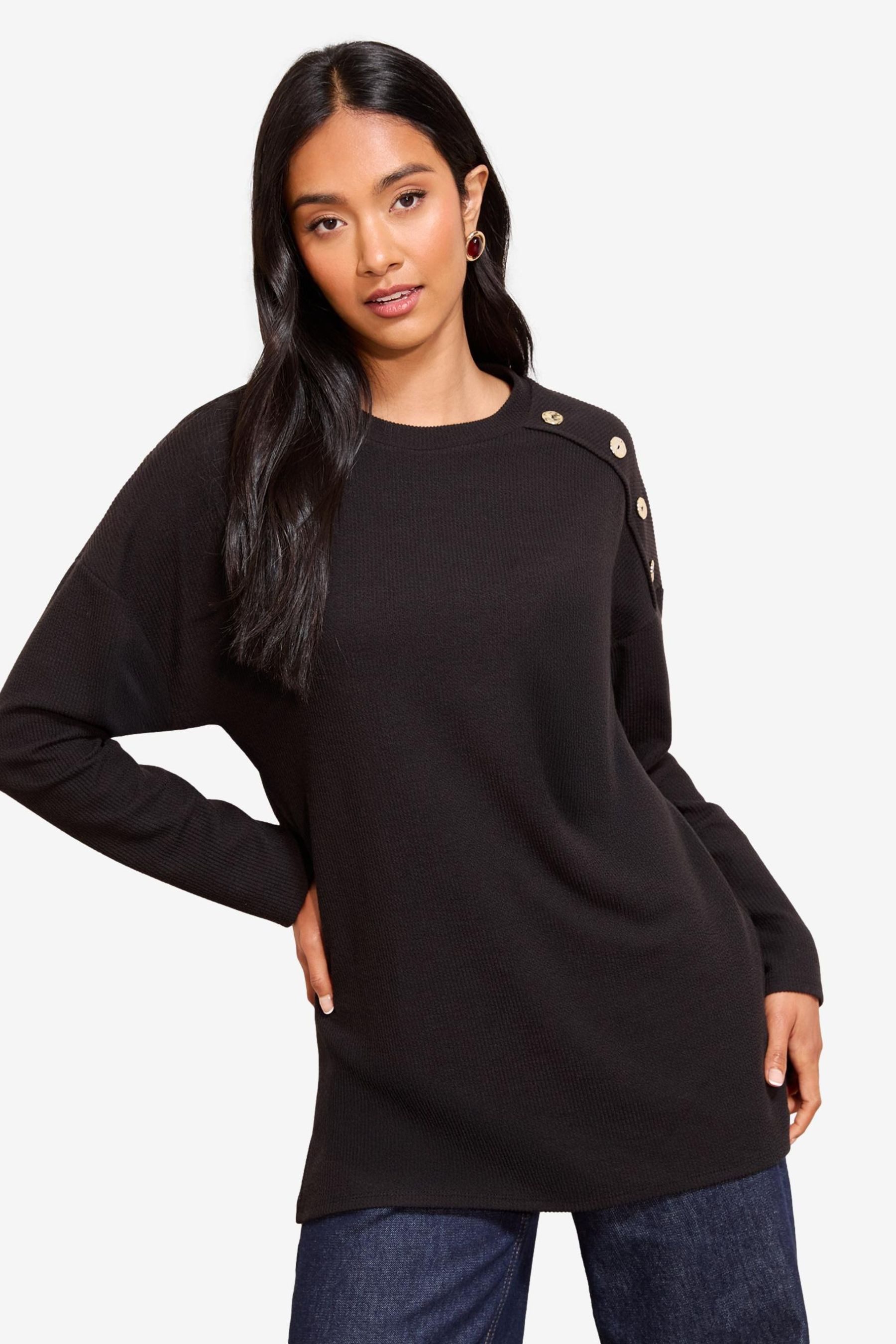 Friends Like These Tunika Friends Like These Ripp-Tunika mit Knopfdetail (1 günstig online kaufen