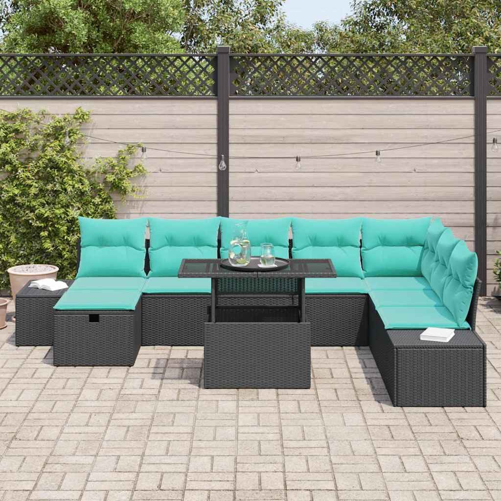 vidaXL Gartenlounge-Set Gartensofa-set 9 Stk. Poly-Rattan, (9-tlg)