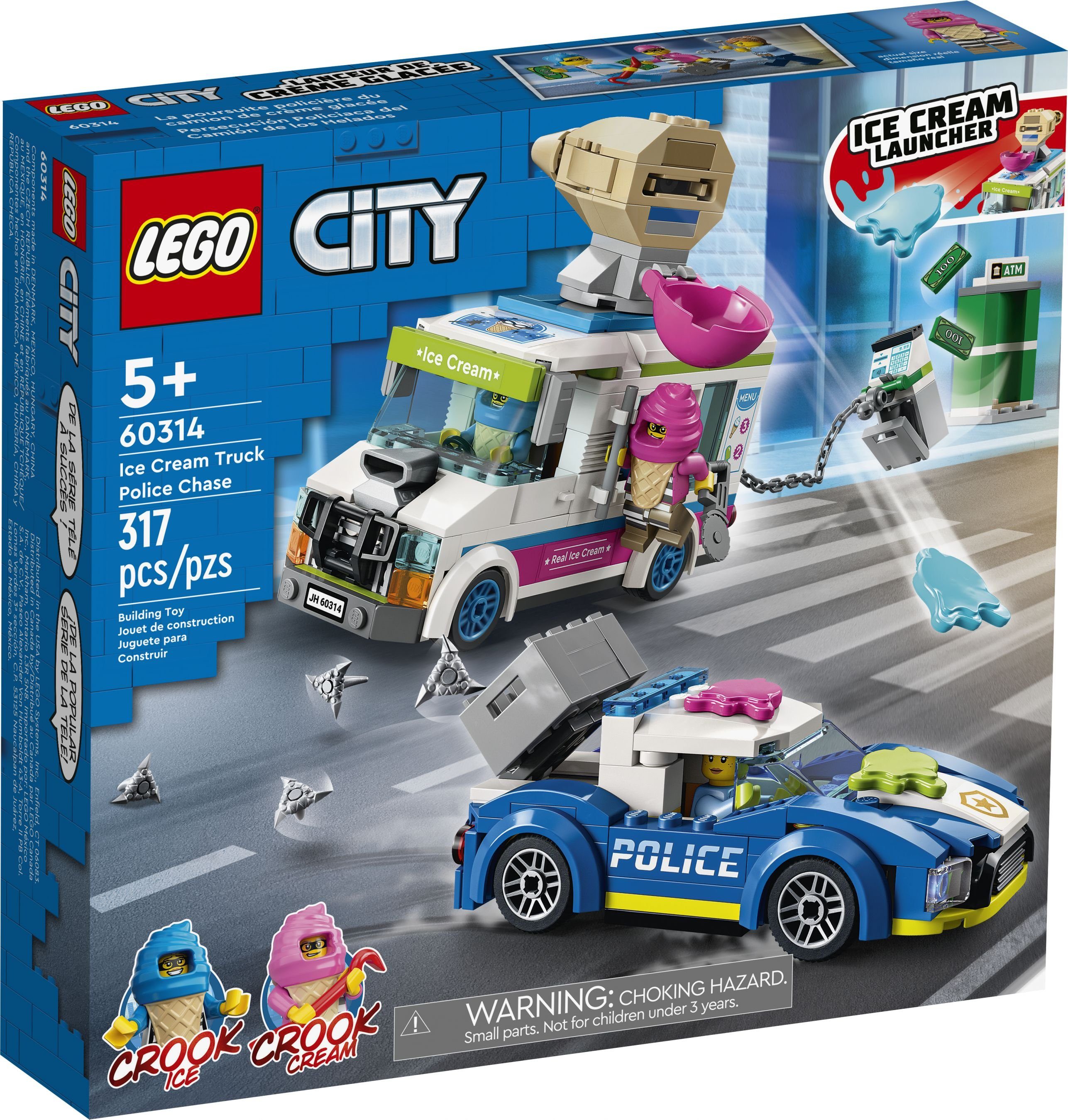 LEGO® Konstruktionsspielsteine LEGO® City - Eiswagen-Verfolgungsjagd, (Set, 317 St)