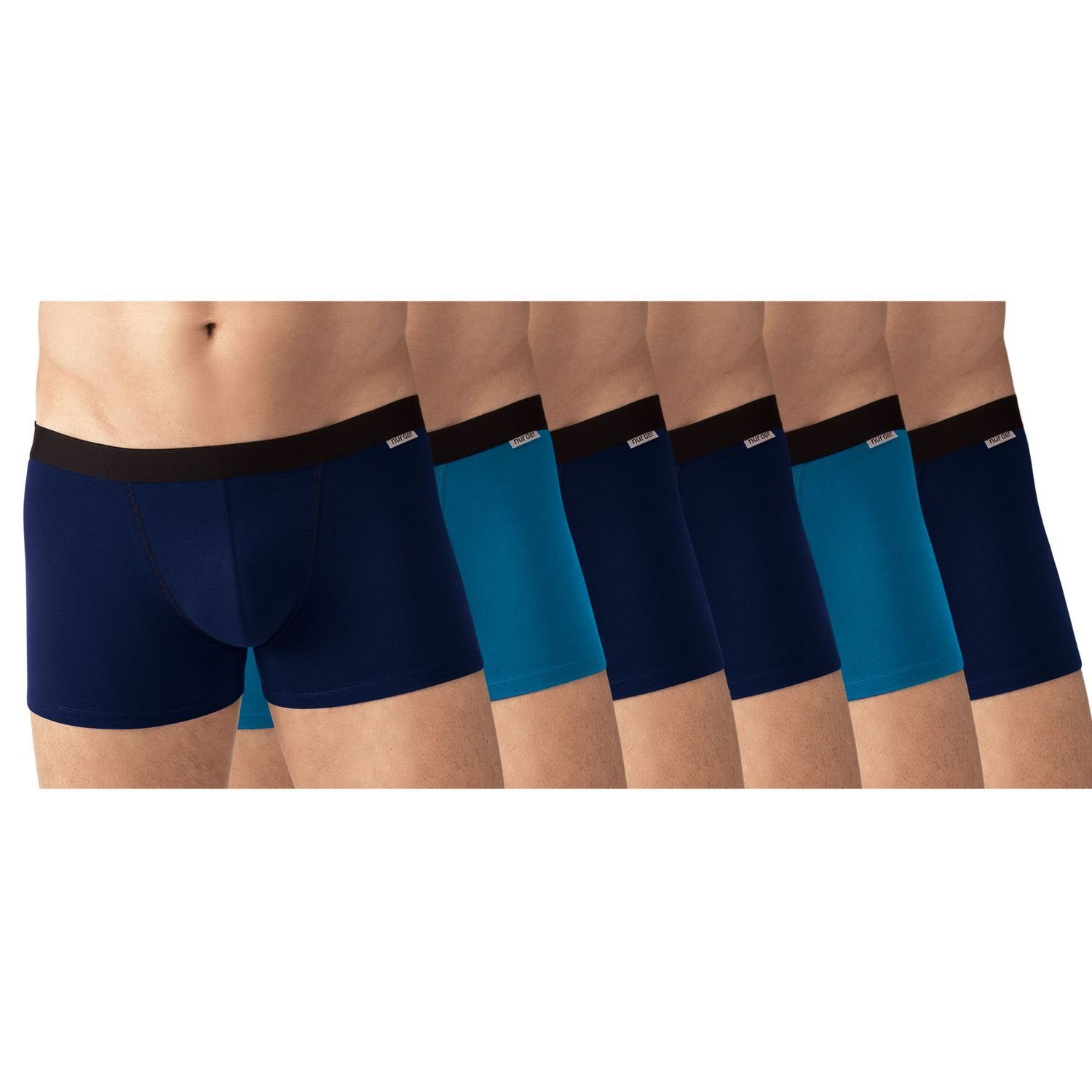 Nur Der Boxershorts (6-St) sportliche Boxer mit komfortablem Elastikbund im 6er Pack Blau