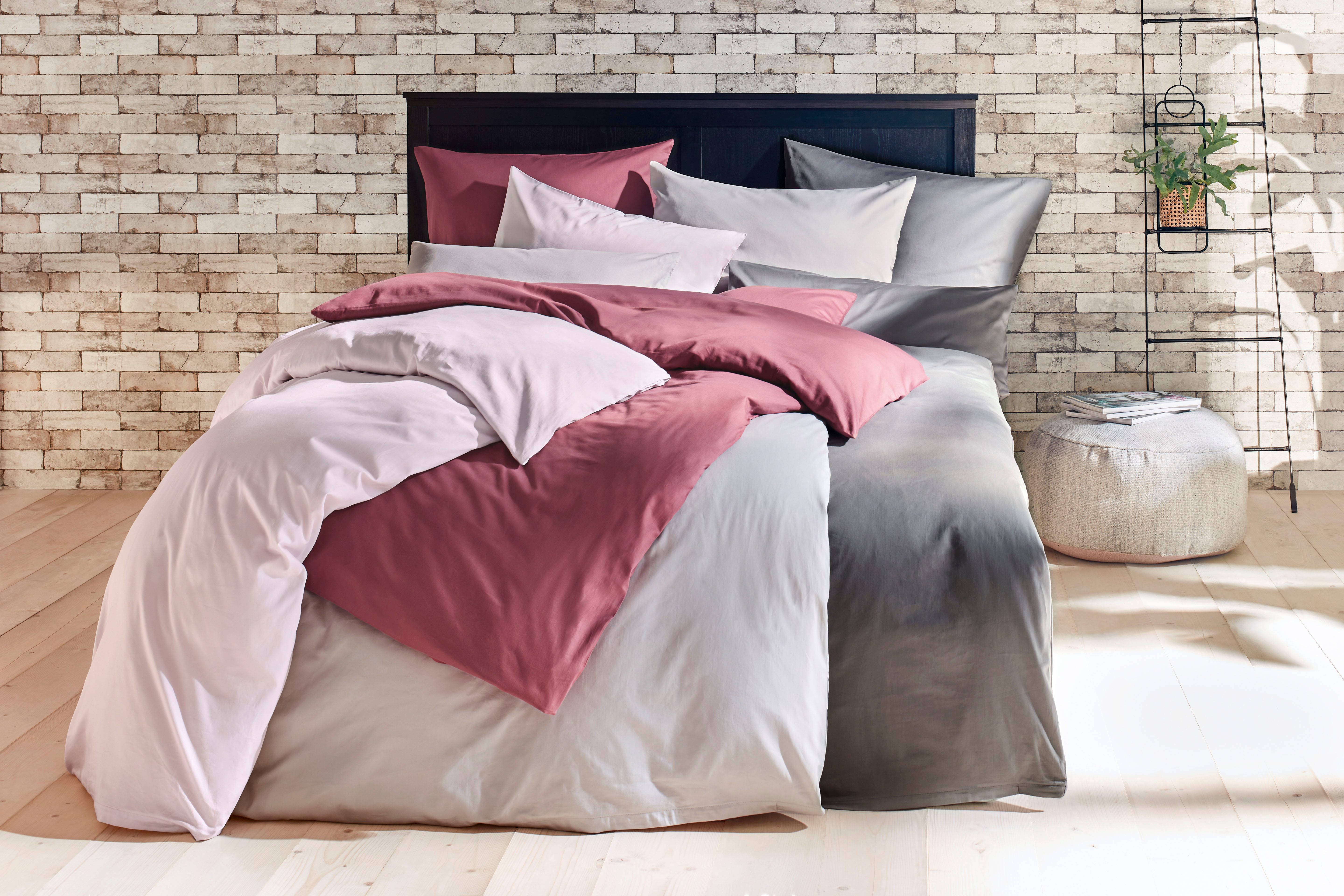 Primera Bettwäsche Uni Luxus-Satin in Gr. 135x200, 155x220 oder 200x200 cm, Satin, 2 teilig, Bettwäsche aus Baumwolle, unifarbene Bettwäsche mit Reißverschluss – Bild 4 von 5