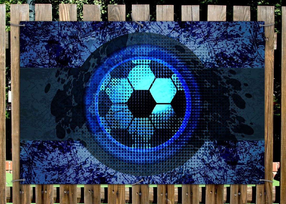 Thumbnail - Wallario Sichtschutzzaunmatten Fußball Design - Abstraktes Muster in blau